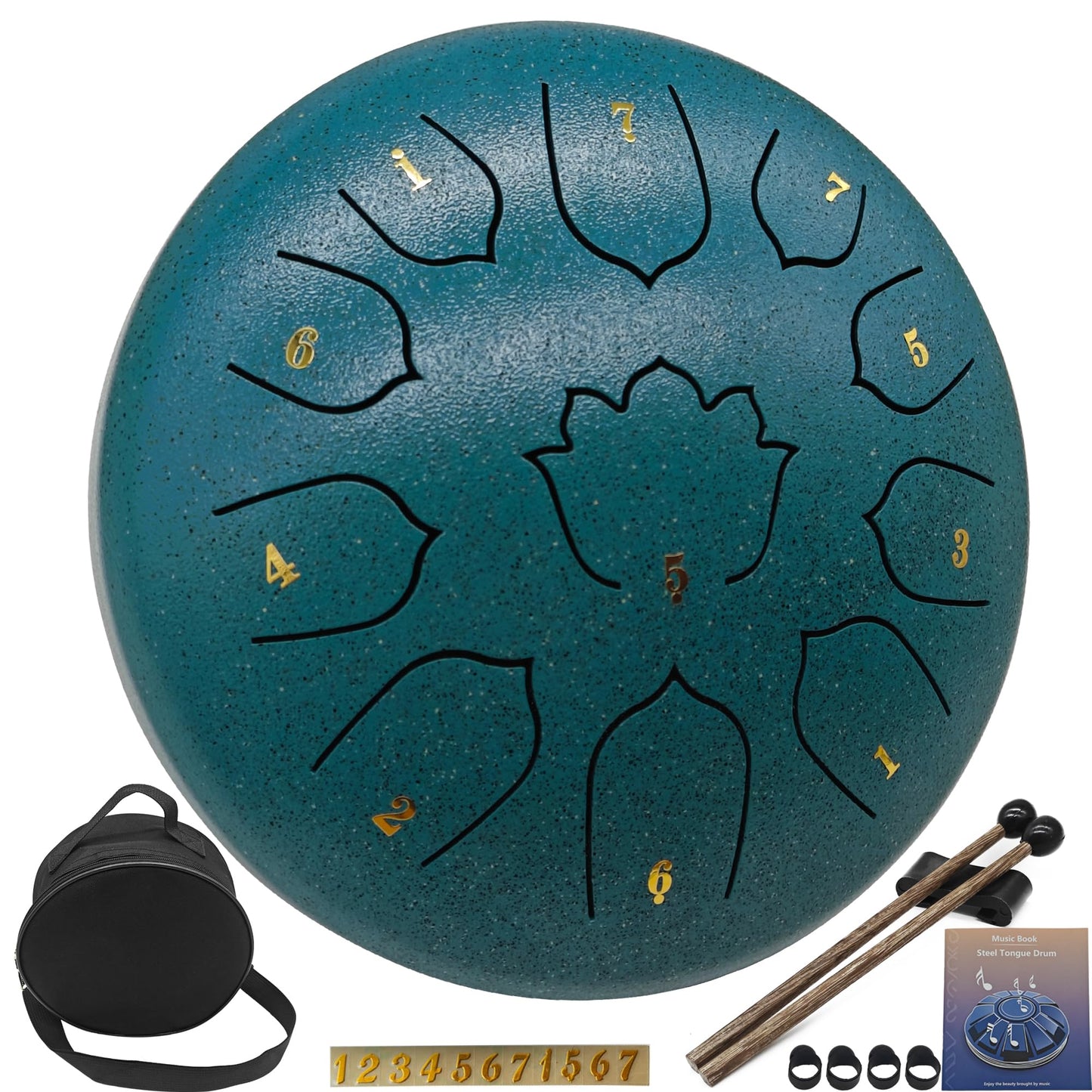 Rain Drum for Outside Garden, 8-Inch Steel Tongue Drum with 11 Notes, Percussion Instrument, Includes Packing Bag, Music Book, and Mallets, Ideal for Meditation, Yoga, and Relaxation