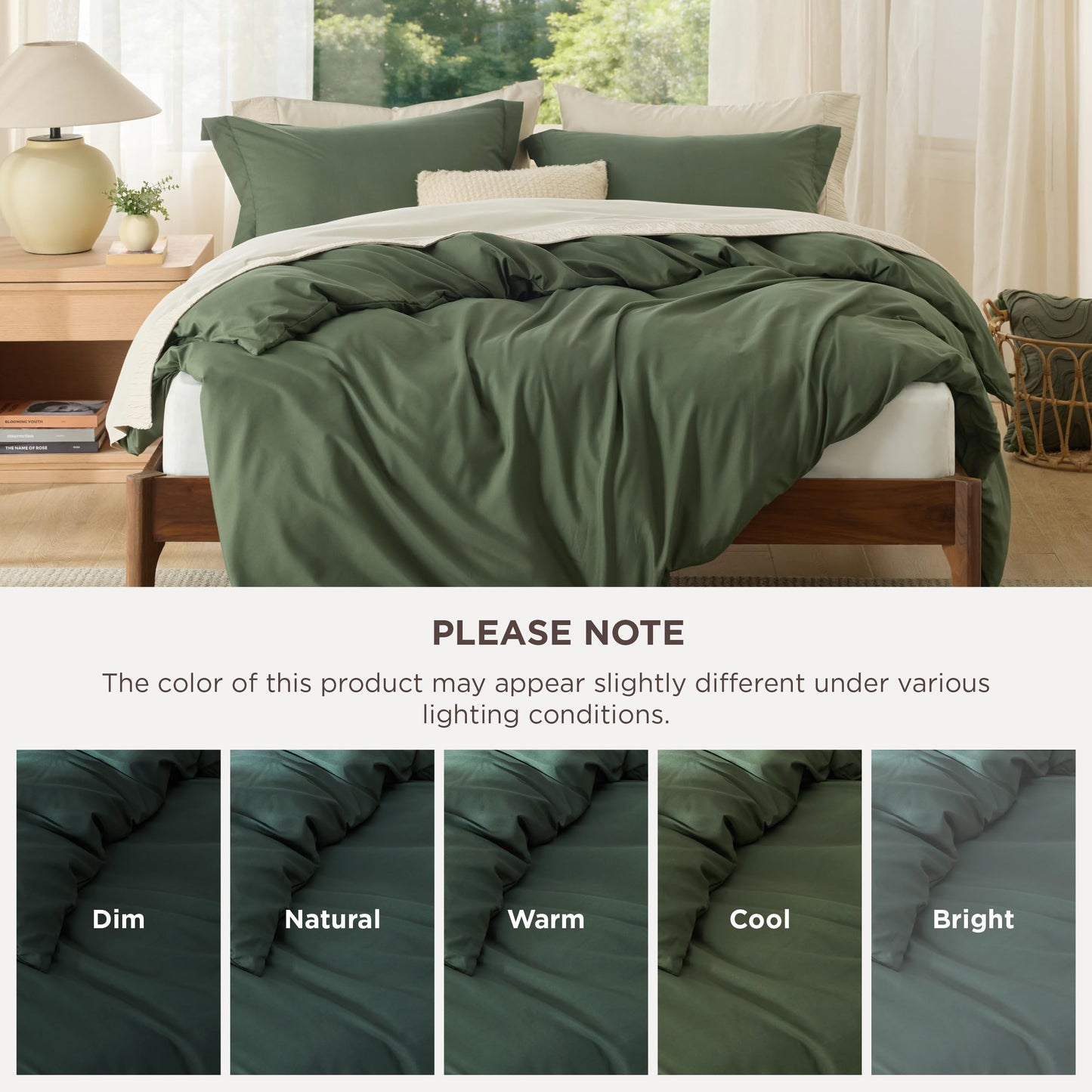 Bedsure Duvet Cover King Size - Extra Soft Double Brushed Microfiber Bedding Set with Zipper Closure for Kids, 3 Pieces, Includes 1 Duvet Cover King (104"x90") & 2 Pillow Shams, Olive Green