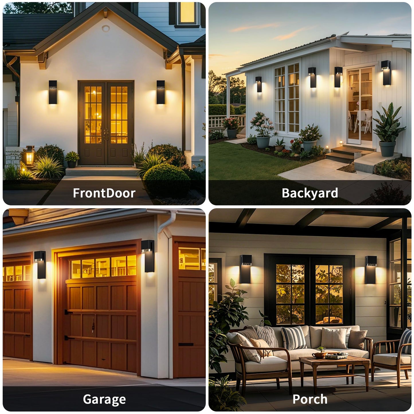 YSN Modern LED Outdoor Wall Lights, Black Outdoor Light Fixture Wall Mount, Anti Rust Exterior Sconce Light with Crystal Bubble Glass, Waterproof Outside Lights for House, Porch, Garage, Yard, 1Pack