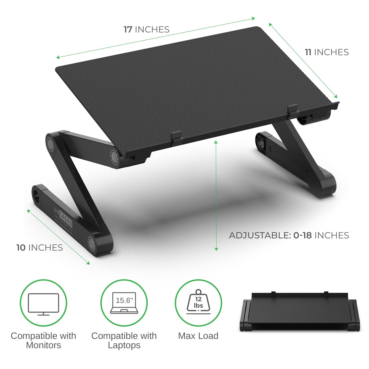 WorkEZ Monitor Stand ergonomic adjustable height angle single computer screen riser mount holder for desk pc gaming aluminum desktop organizer. No installation black
