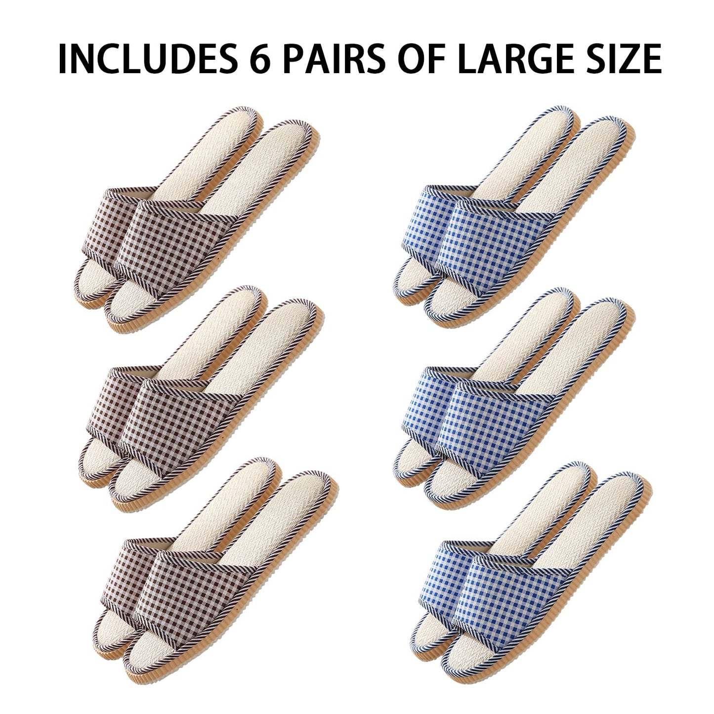 10 Pairs Washable House Slippers for Guests,Disposable Slippers for Guests,Breathable Open Toe Indoor Slipper,Spa Slipper for Guests,Home,Bedroom,Hotel,Travel,Unisex Universal Size(6 Large Size+4,