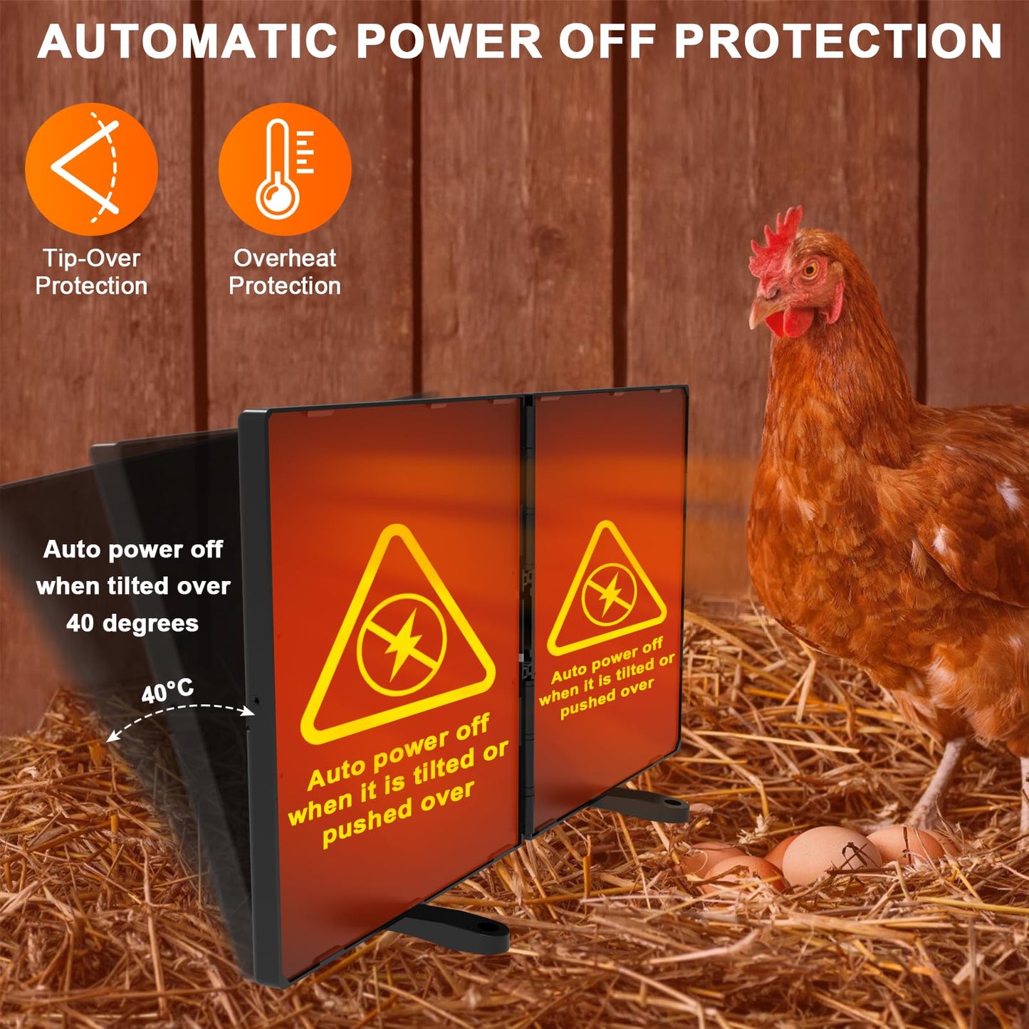 Chicken Coop Heater for Winter, Adjustable Temperature and Time Setting Chicken Heater for Inside Coop, 220W Radiant Heat Large Size Waterproof Chicken Coop Warmer for Outdoor Pet, 22.5'' X 11.2''