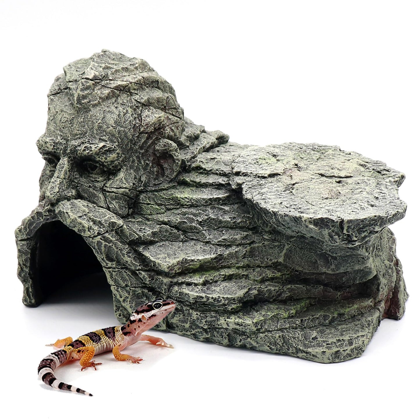 Reptile Rock Basking Platform, Gecko Hide Cave Hiding Place, Snake Cave and Hides for Reptiles, Amphibians, and Small Animals, Lizards