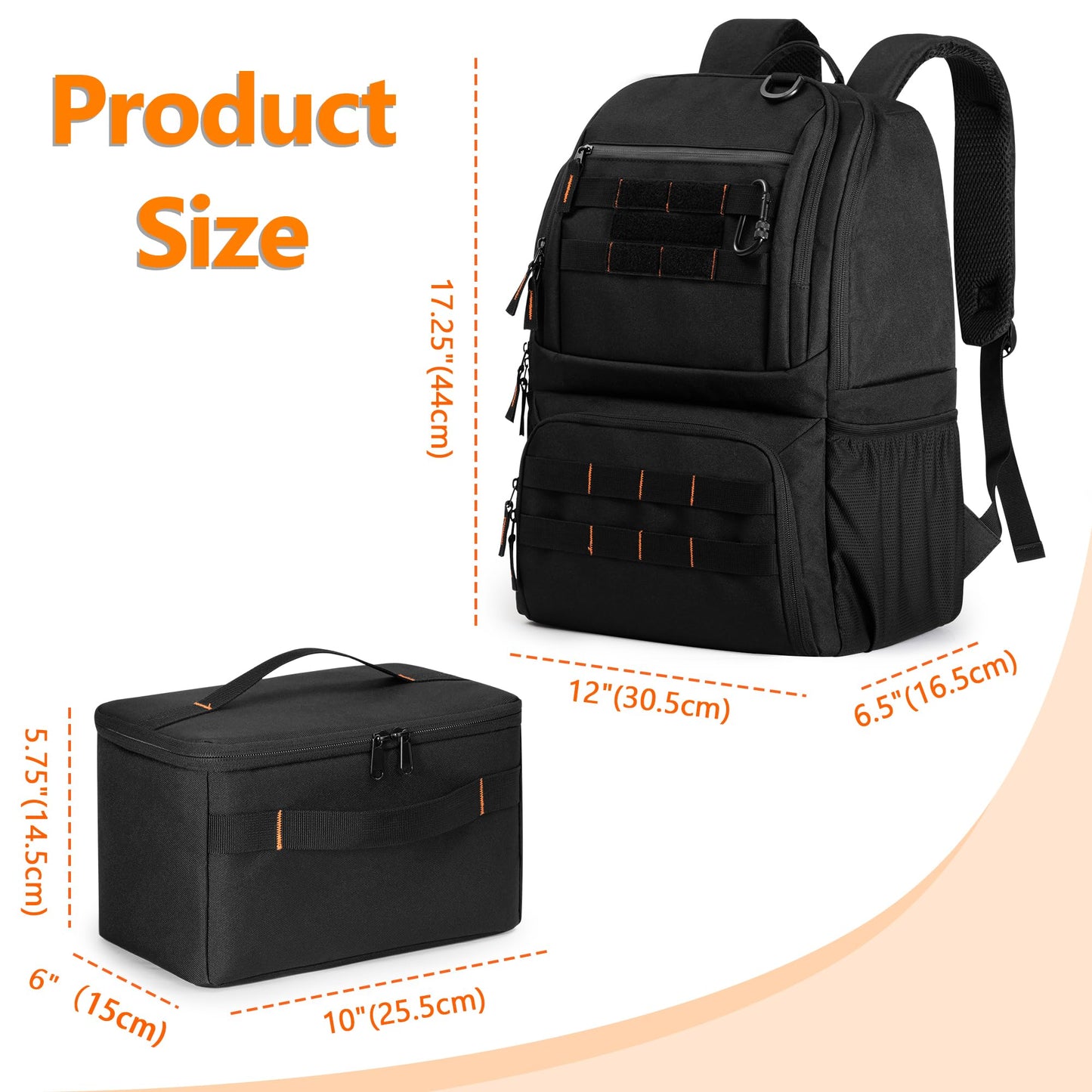 BAFASO Tactical Lunch Backpack for Women & Men, 17 Inch Laptop Backpack with Insulated Lunch Cooler Bag, Black