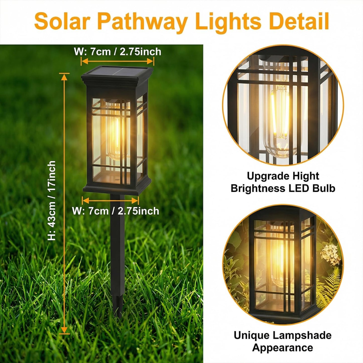 Fohil Solar Lights Outdoor Waterproof 4 Pack, LED Solar Garden Lights, Solar Pathway Lights for Yard, Path, Driveway Landscape Garden Decor-Square