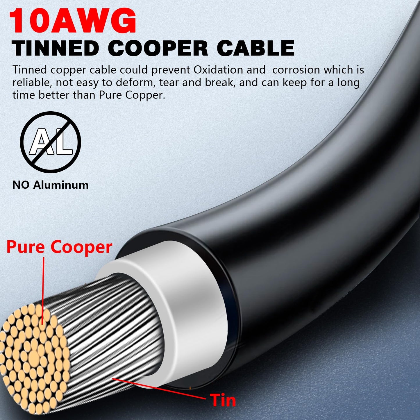 OPL5 30 Feet 10AWG Solar Panel Extension Cable with Female and Male Connector with Storage Bag Weatherproof Cable Kit for RV Camper Ferry (30FT Red + 30FT Black 10AWG)