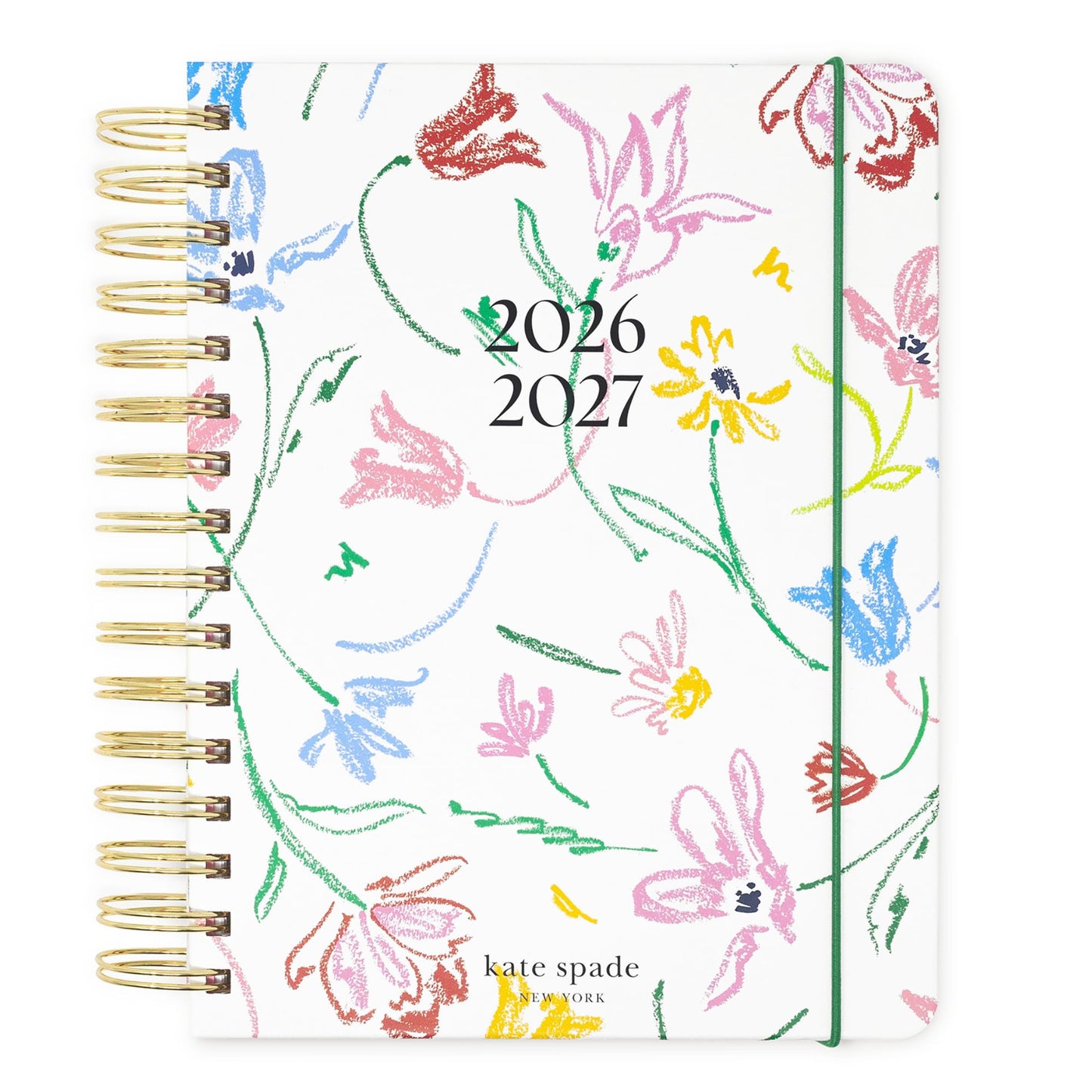 kate spade new york Large Planner 8.5" x 7.25" Spiral Bound Agenda with Monthly & Weekly Layouts, Goal Tracker, Vacation Planner, Stickers, Tabs, Elastic Closure & Pocket August 2026-December 2027