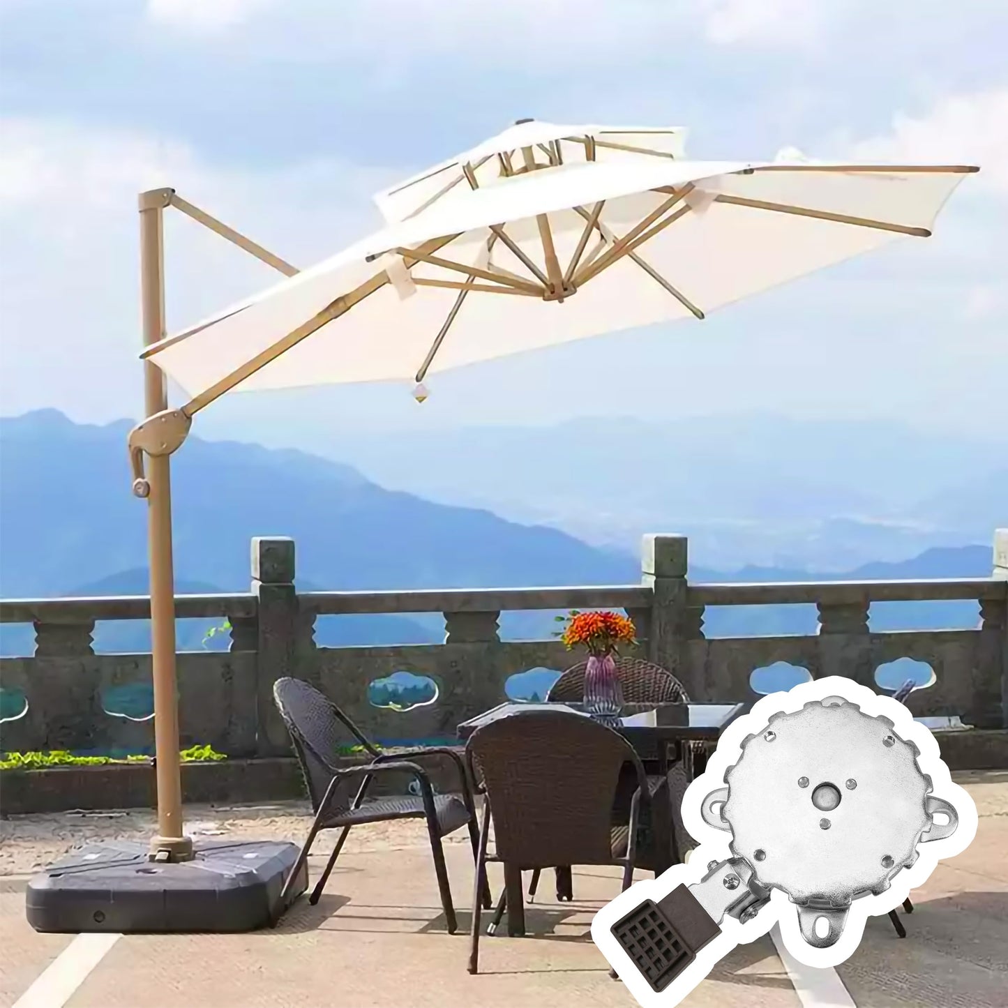Patio Beach Umbrella Accessories Replacement Parts, Stable Multifunction Spare Parasol Stand Floor Mount, Umbrella Rotation Swivel Base Part for Balcony Camping Backyard Picnic Garden Fishing Barbecue