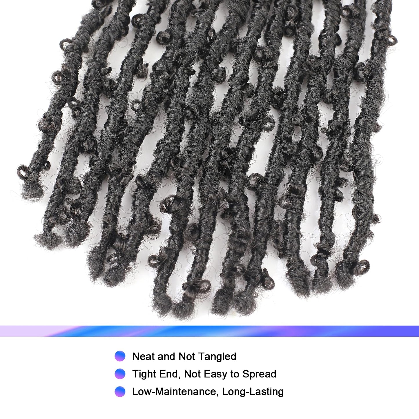 GUOHUI Super Light Butterfly Locs Crochet Hair 10 Inch 6 Packs Pre-Looped Soft Distressed Faux Locs Braids for Women Kids (10 Inch,2#)