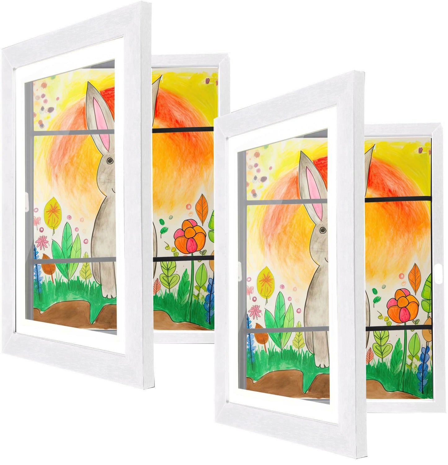 cratth [2-Pack] Kids Artwork Frames Changeable, 8.5 x 11-IN Frames for Kids Artwork, Front Opening Picture Frames, Home Decor, Up to 150 Pcs of Children Art Frame, Craft Storage, Hanging Wall Decor, Art