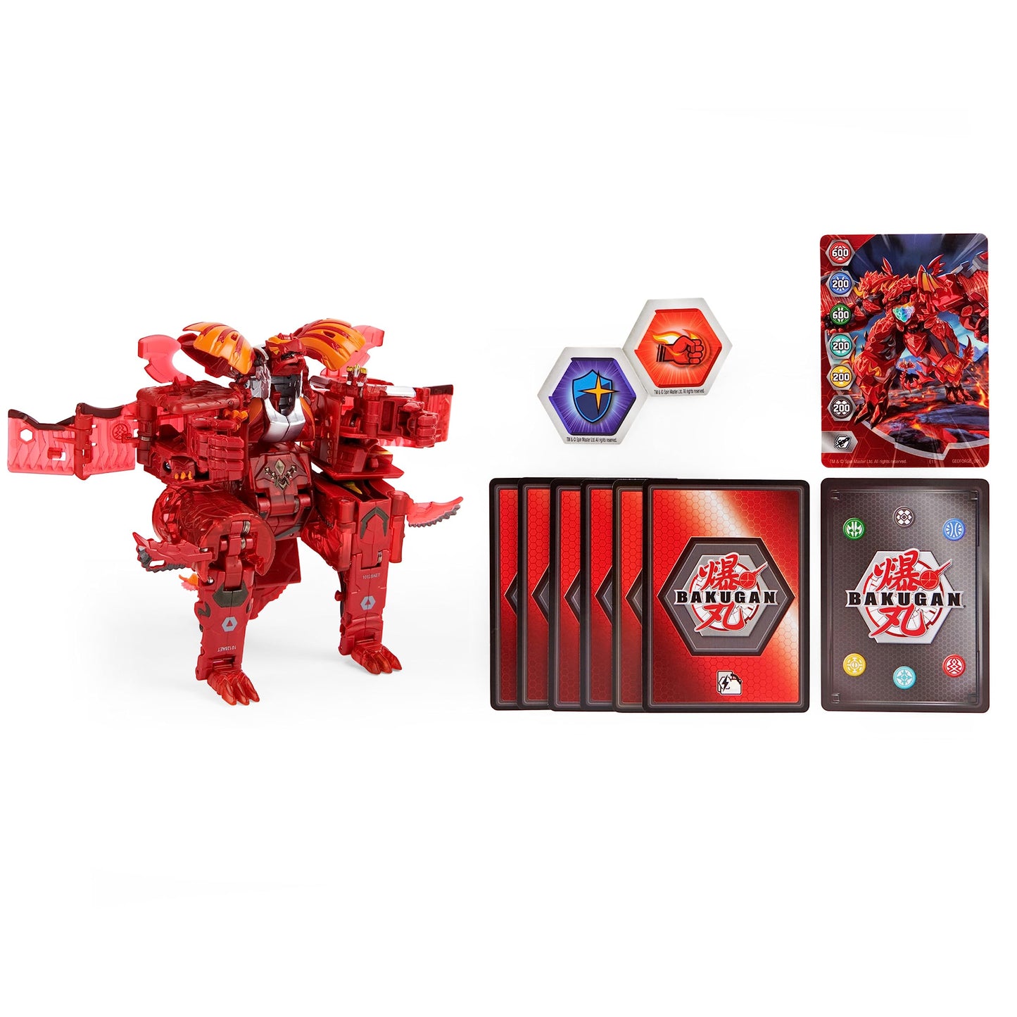 Bakugan GeoForge Dragonoid, 7-in-1 Includes Exclusive True Metal Dragonoid and 6 Geogan Bakugan Collectibles, Kids Toys for Boys