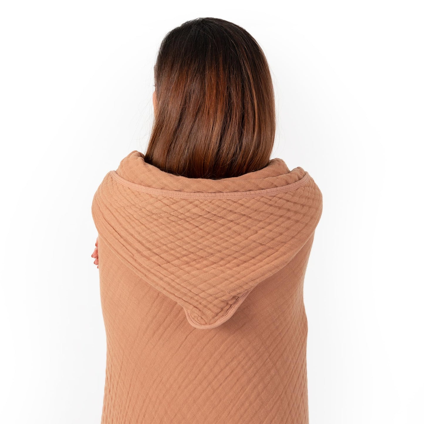 Comfy Cubs Adult Blanket - Hooded Towel, Muslin Cotton - Large, Absorbent Bath Towels - for Beach & Bath - Stylish Blanket with Hood, Perfectly Oversized Hooded Towel for Grown Ups, Caramel