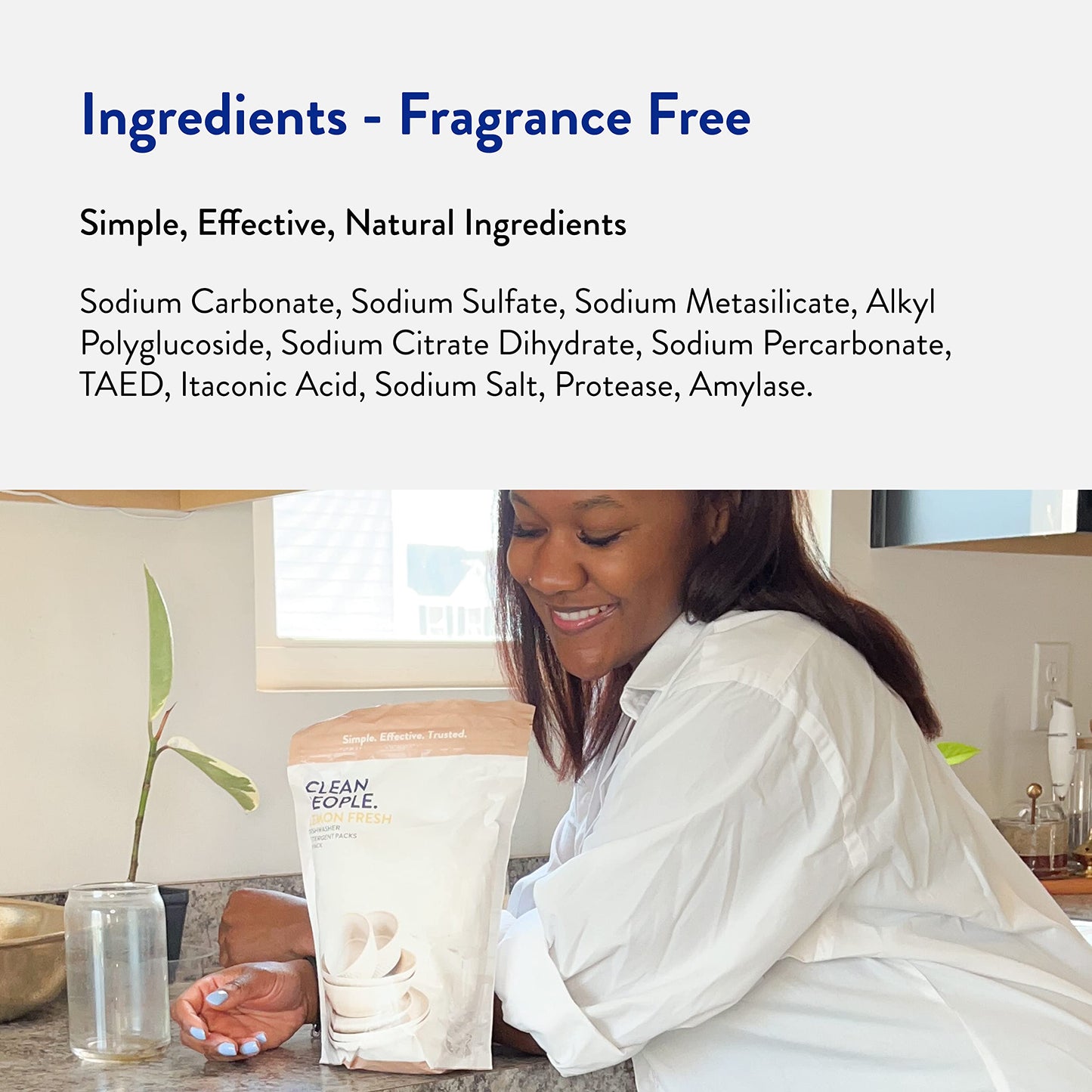 Clean People All Natural Dishwasher Pods - Cuts Grease & Rinses Sparkling Clean - Residue-Free - Phosphate Free Dishwashing Pods - Fragrance Free, 120 Pack