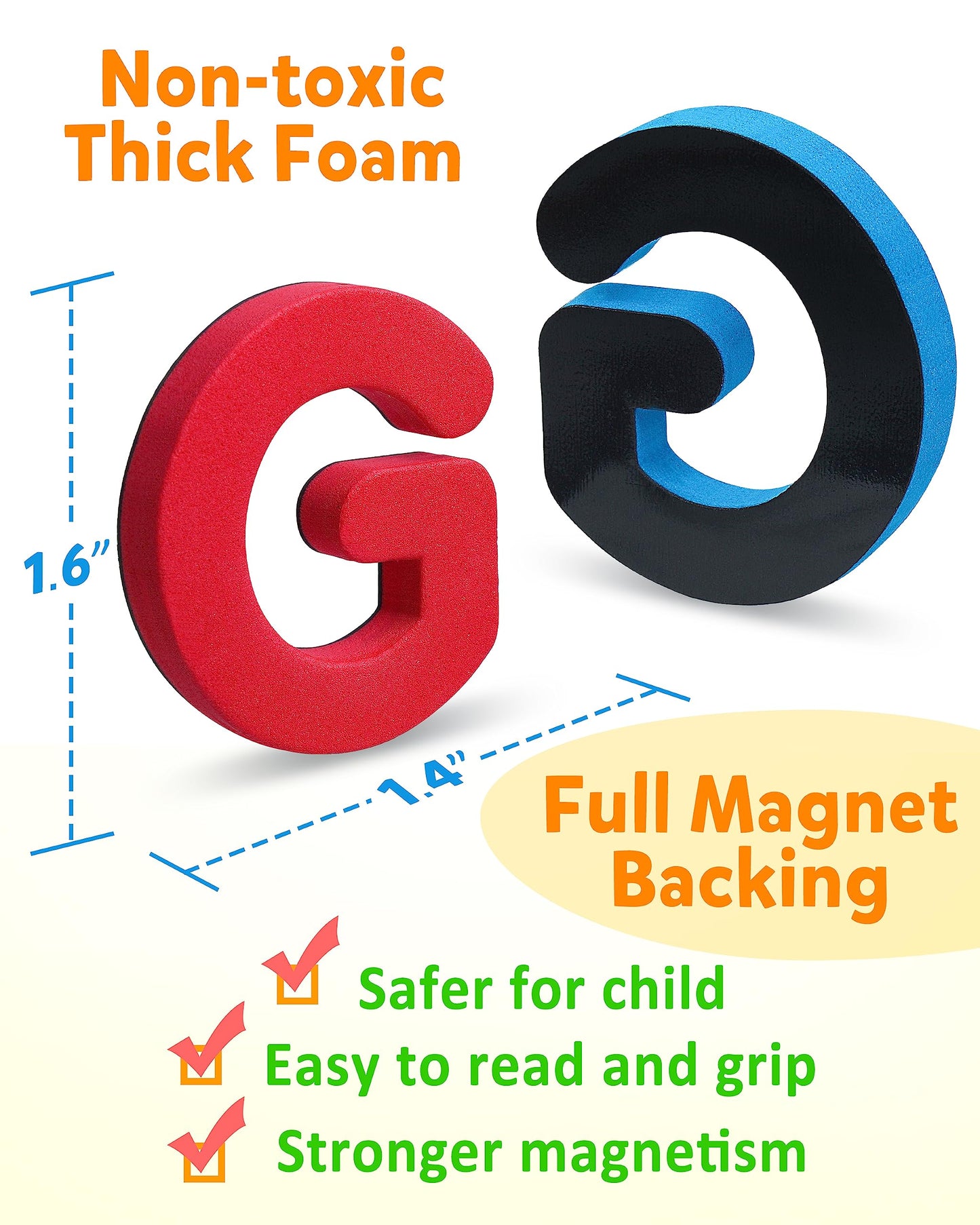 Coogam Magnetic Letters 234 Pcs, Uppercase Lowercase Foam Alphabet ABC Fridge Magnets, Educational Toy Set for Classroom Kids Learning Spelling with Magnetic Board and Storage Box