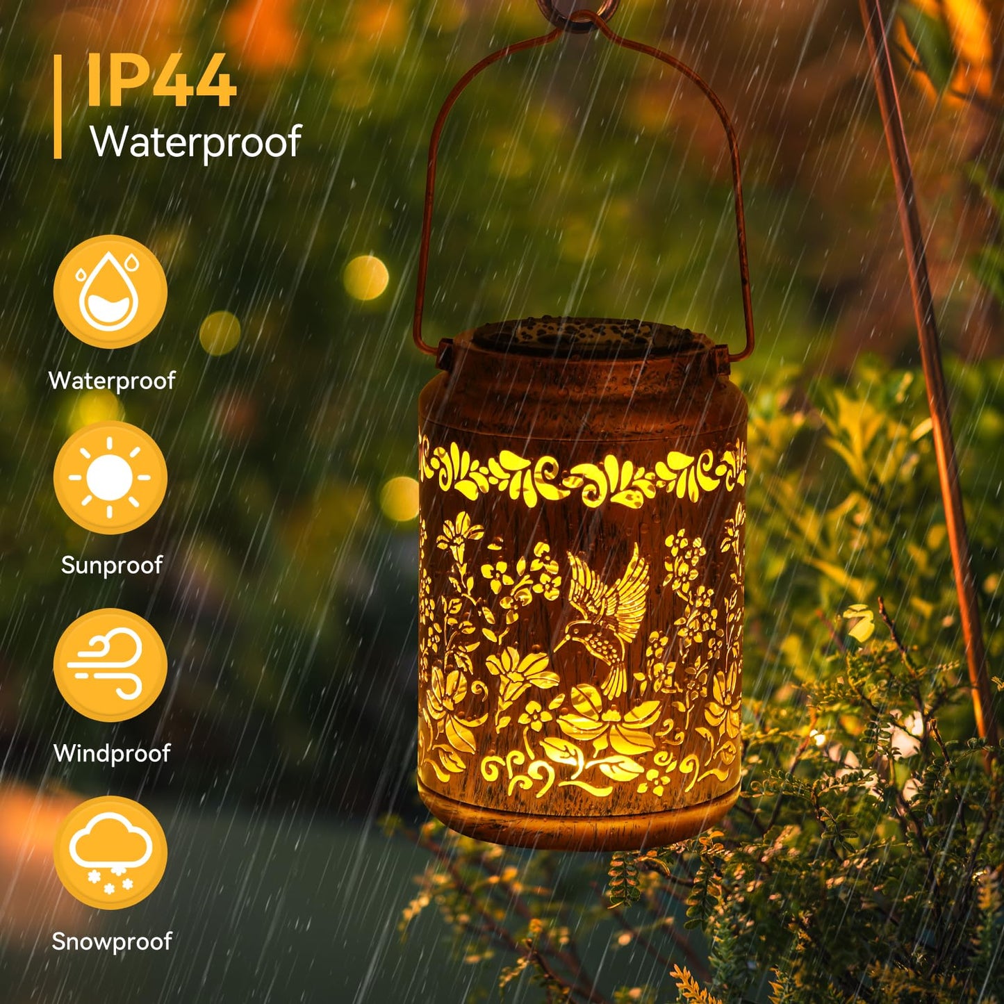 Hummingbird Solar Lanterns Outdoor - OxyLED Metal Waterproof Solar Garden Lanterns, Hanging Lanterns Solar Powered with Handle for Table Pathway Walkway, Chirstmas Gifts for Mom Grandma Women