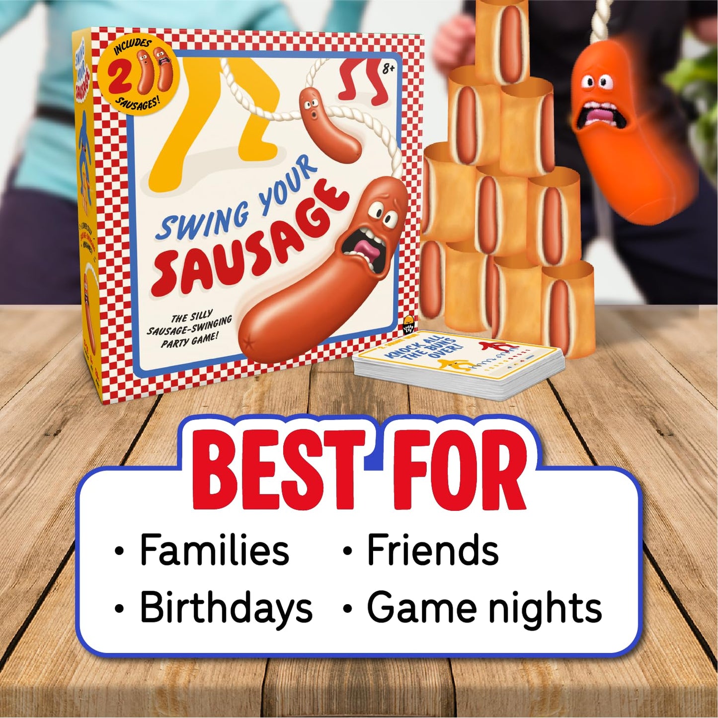 Swing Your Sausage (English Version) - Fun Family Party Games for Groups - Indoor Games for Adults and Kids - Game Night for Family Gatherings and Birthdays