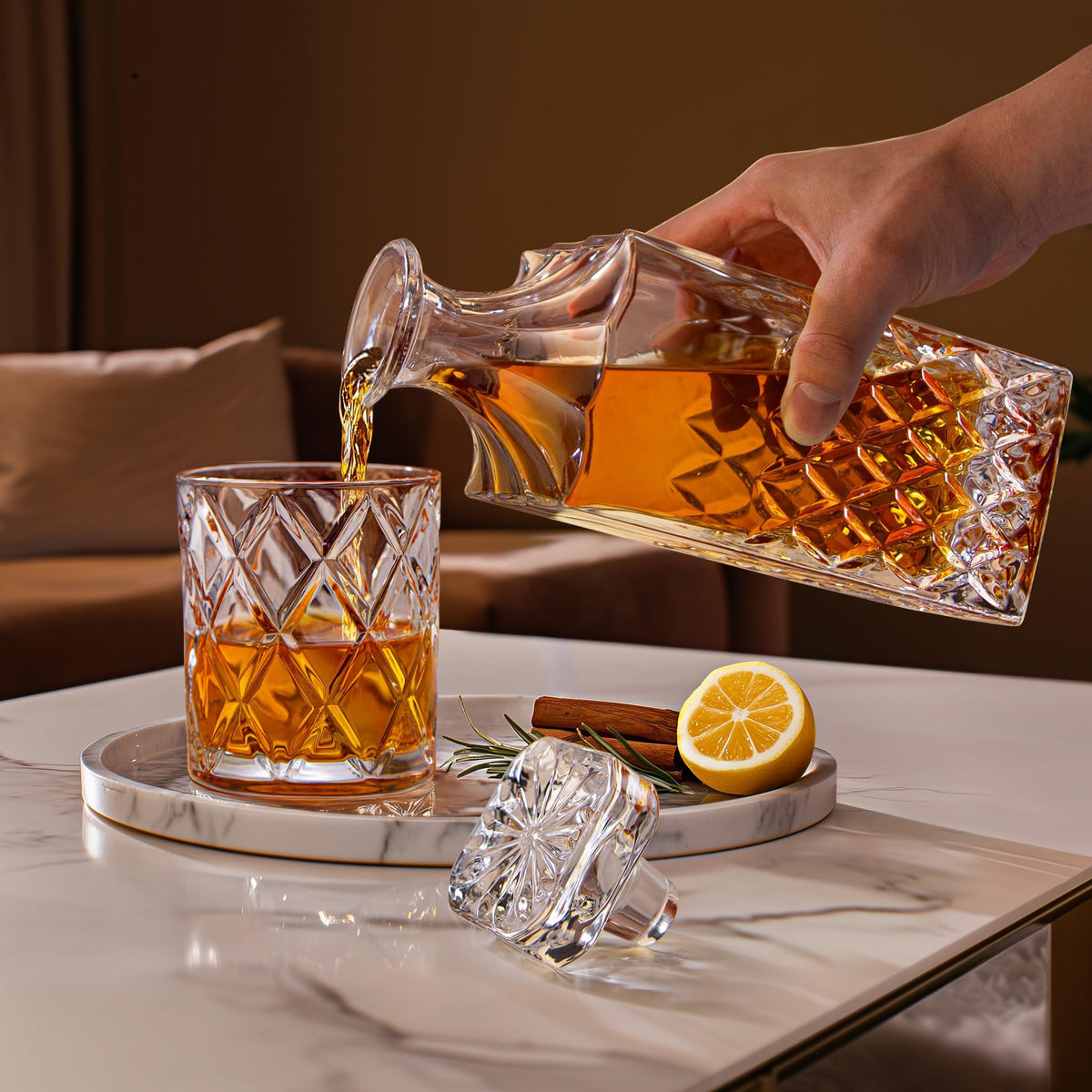Lighten Life Whiskey Decanter Set for Men, Italian Crystal Glass Decanter with 4 Whisky Glasses in Gift Box, Unique Gifts for Him Dad Husband Brother, Mens Birthday Gift, Cool Bourbon Scotch Liquor