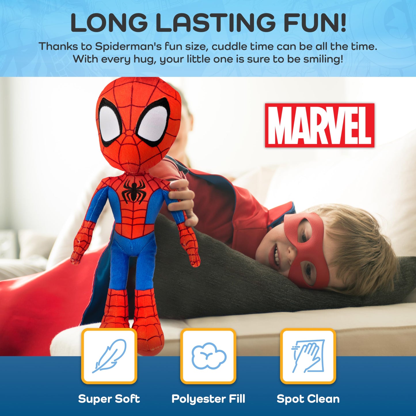 Marvel Spidey and His Amazing Friends Spiderman Pillow Buddy - Super Soft Polyester Microfiber, 17 inches (Official Marvel Product)