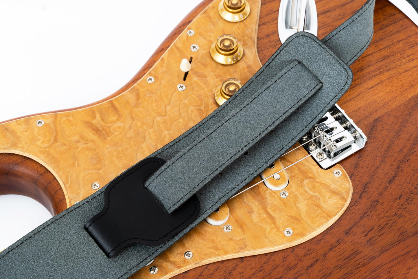 GUITAR STRAP Classsic Natural leather Adjustable length for Acoustic, Electric, Bass Guitars. Gift for Guitar Player. Release shoulder and neck tension (Black)