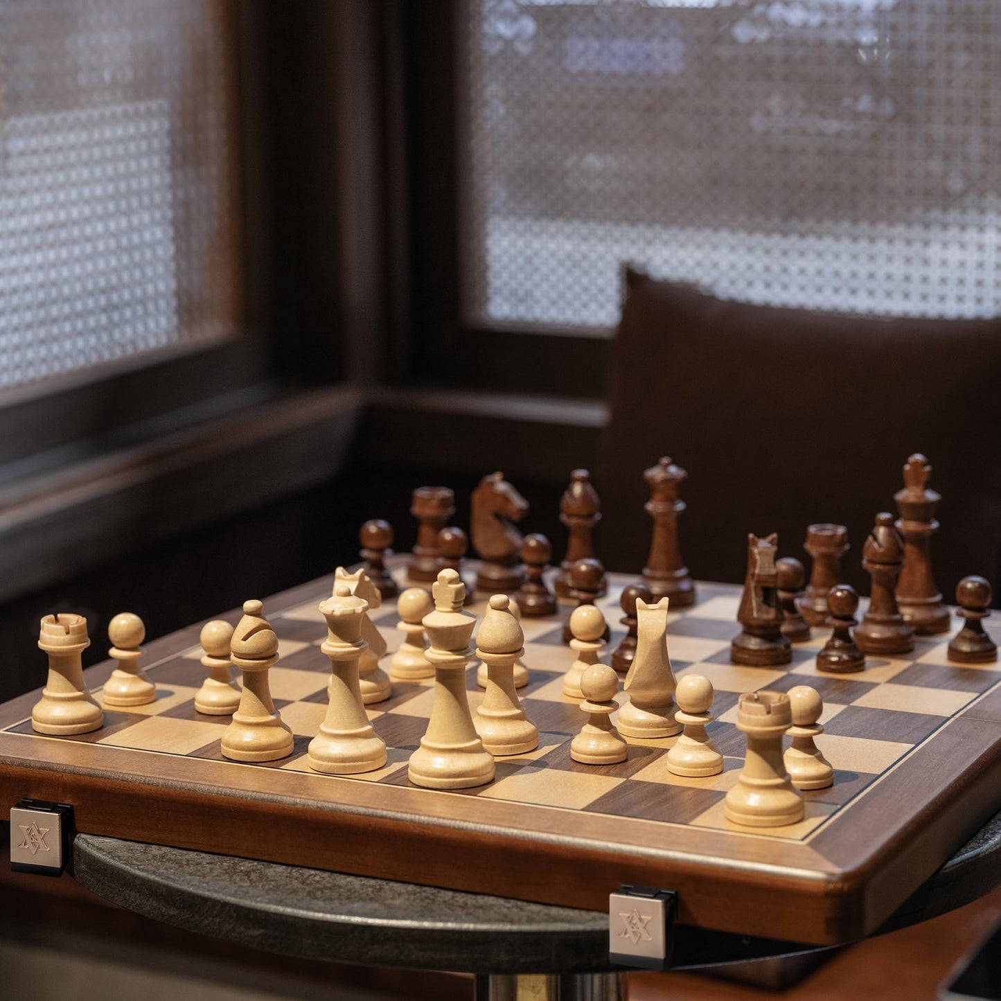 A&A 15" Magnetic Wooden Chess Set, Handmade 3" King Height German Knight Staunton Chess Pieces with 2 Extra Queen, Portable Travel Chess Set, Chess Game Sets