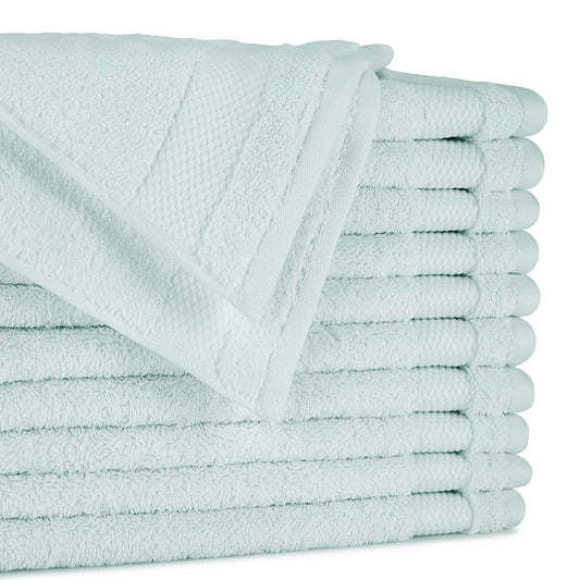 BIOWEAVES 100% Organic Cotton 700 GSM Plush Washcloths 13" x 13" GOTS Certified - Seafoam, Pack of 12