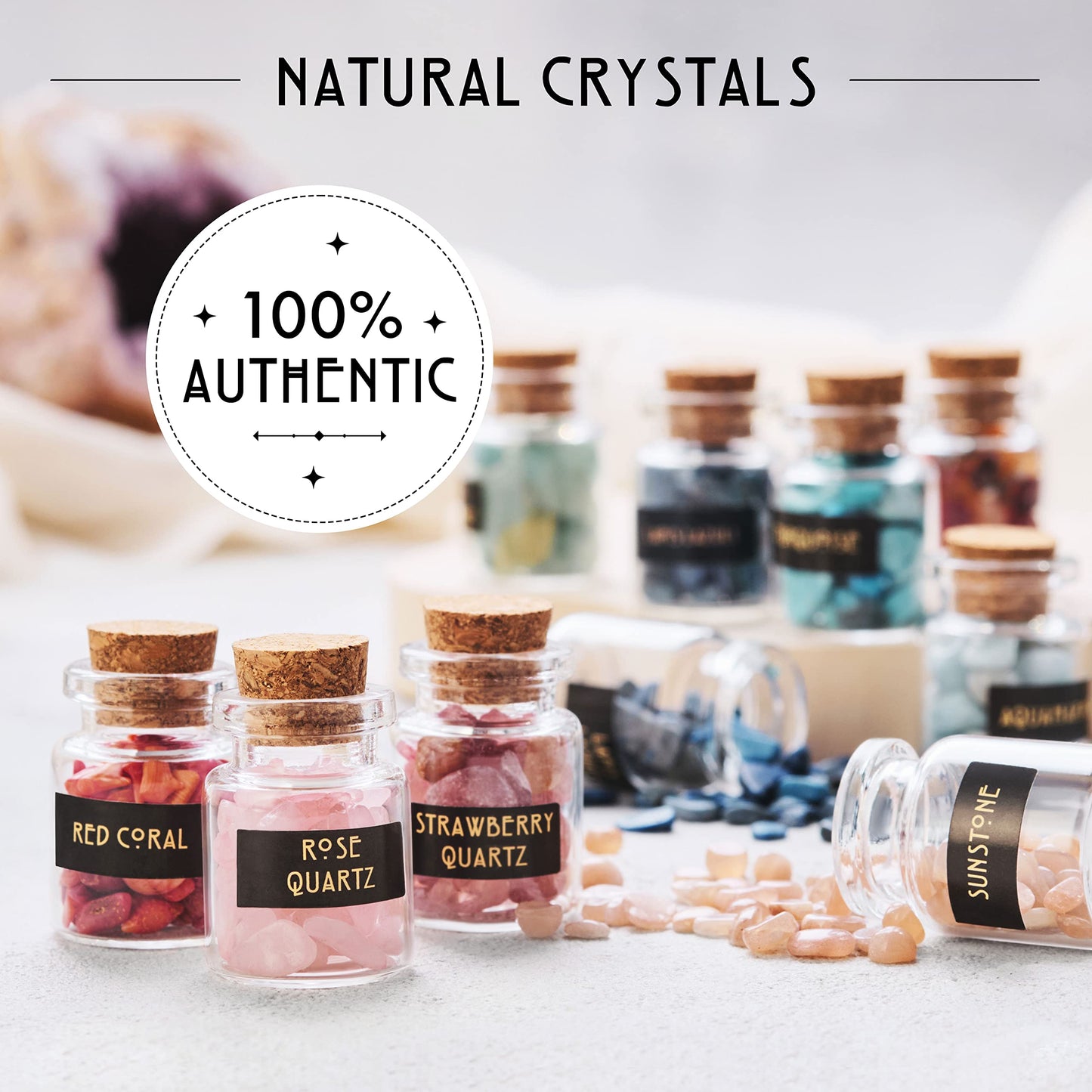 Bulk Crystals and Healing Stones 50 PCS - Real Mini Crystals for Spell Jars - Crystals for Witchcraft - Real Crystal Witch Healing Crystals for Beginners Set - Gemstone Kit