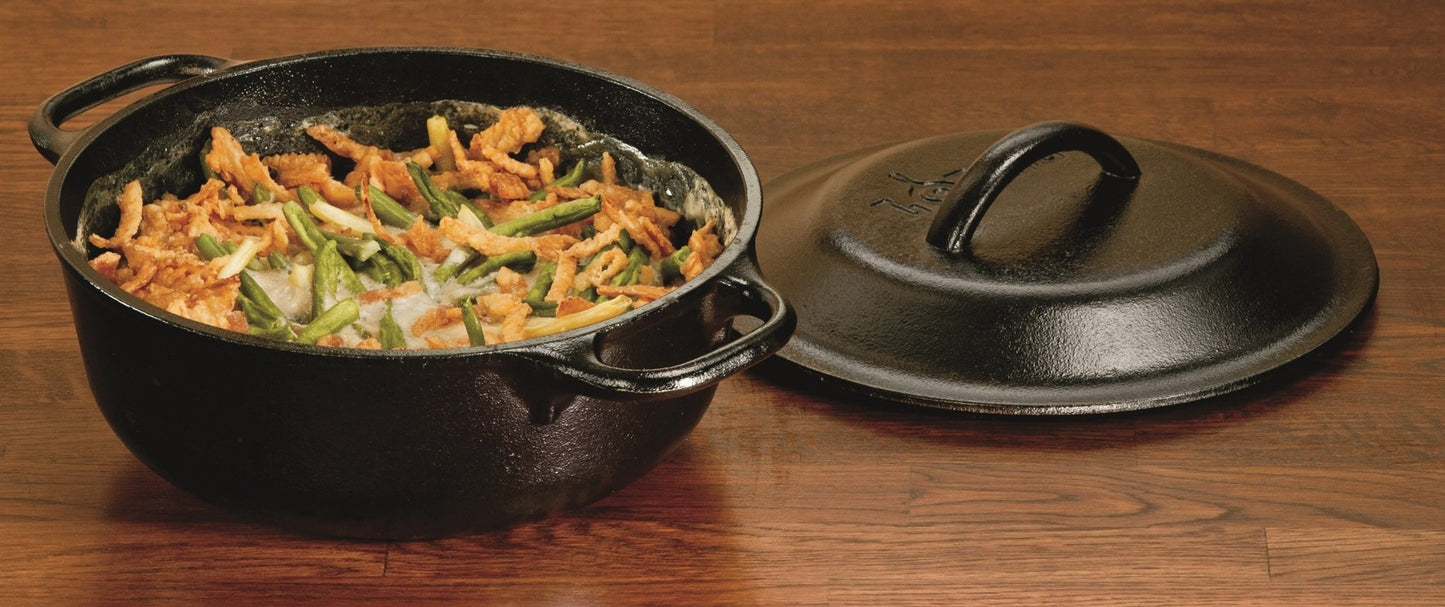 Lodge L2SP3 Cast Iron Serving Pot, Pre-Seasoned, 2-Quart, Black