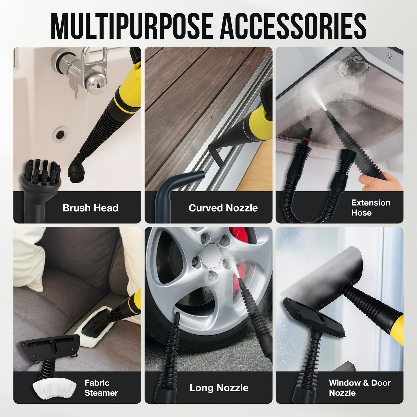 Comforday Handheld Multi-Purpose Pressurized Steam Cleaner with Safety Lock and 9 FREE Accessories