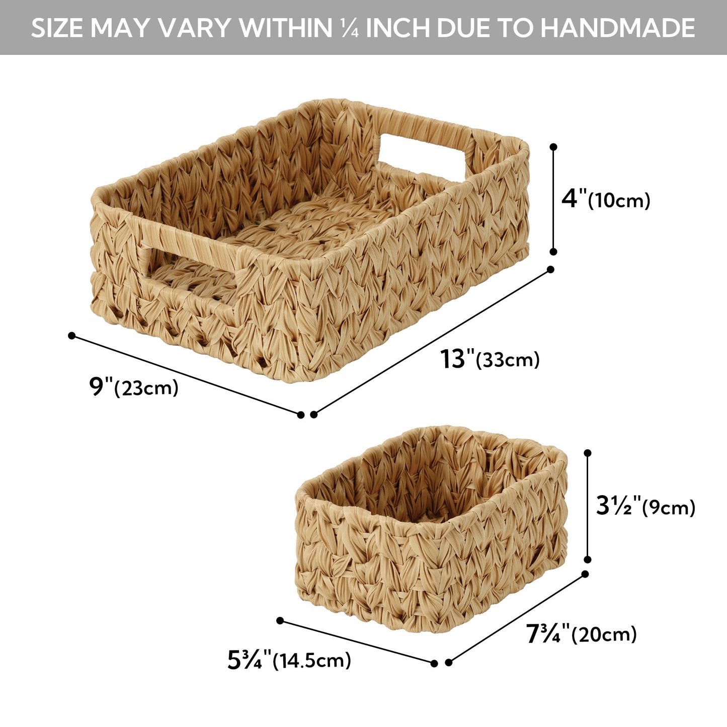 GRANNY SAYS Wicker Storage Baskets for Shelves, Pack of 3 Woven Baskets Storage Organization, 1 Large Wicker Basket and 2 Small Handwoven Baskets for Organizing, Panier Rangement Osier, Nature