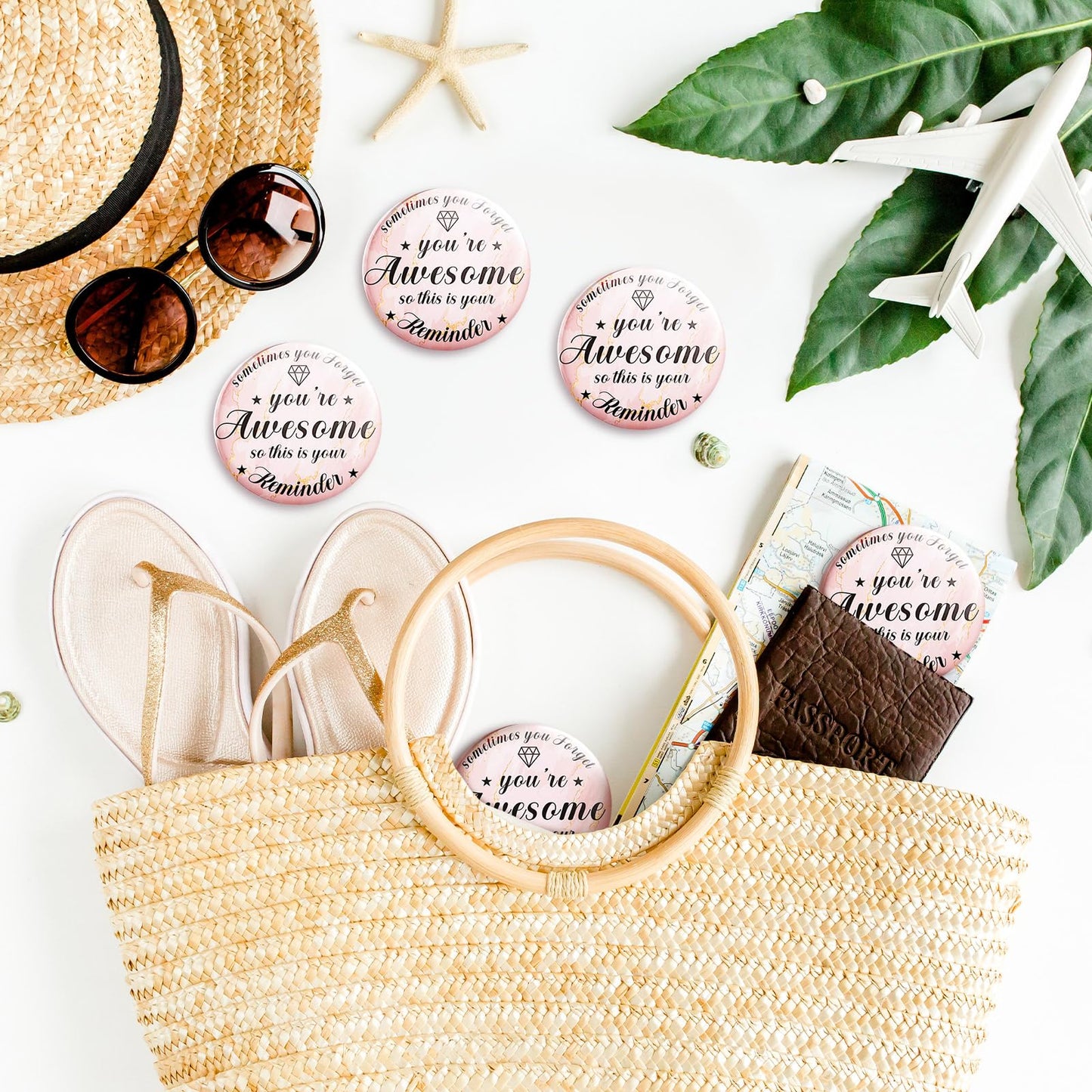 Tradder 120 Pcs 2.76 Inch Inspirational Compact Mirror Bulk Quinceanera Employee Appreciation Gifts Makeup Purse Pocket Mirror for Women Mother's Day Valentine Coworker Nurse Gifts