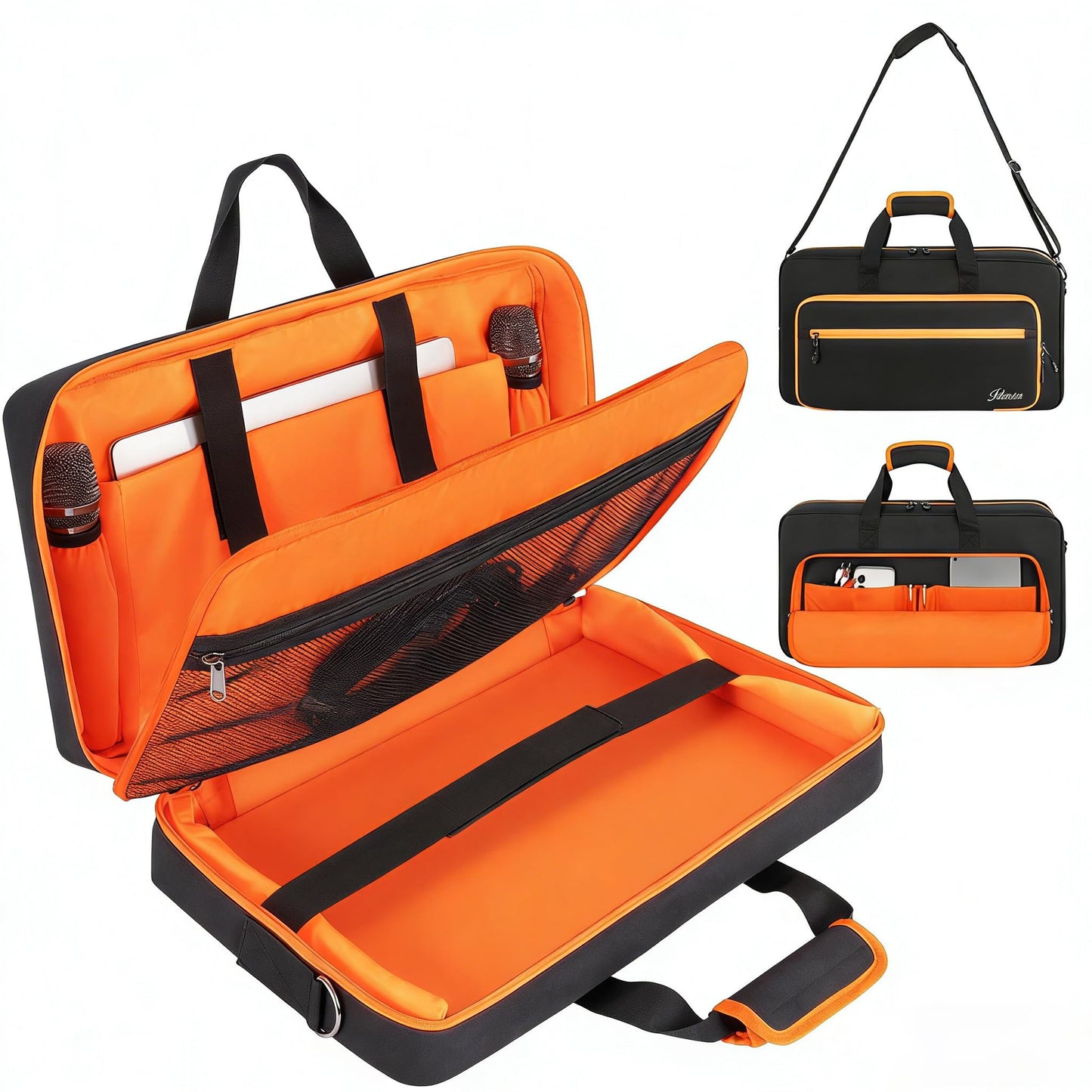 AKOZLIN DJ Controller Case for DDJ FLX4/ DDJ REV1/ DDJ 400/SB2/SB3 DJ Carrying Case with Pearl Cotton Padded, Adjustable Shoulder Strap, 15.6" Laptop Compartment and Accessory Pockets