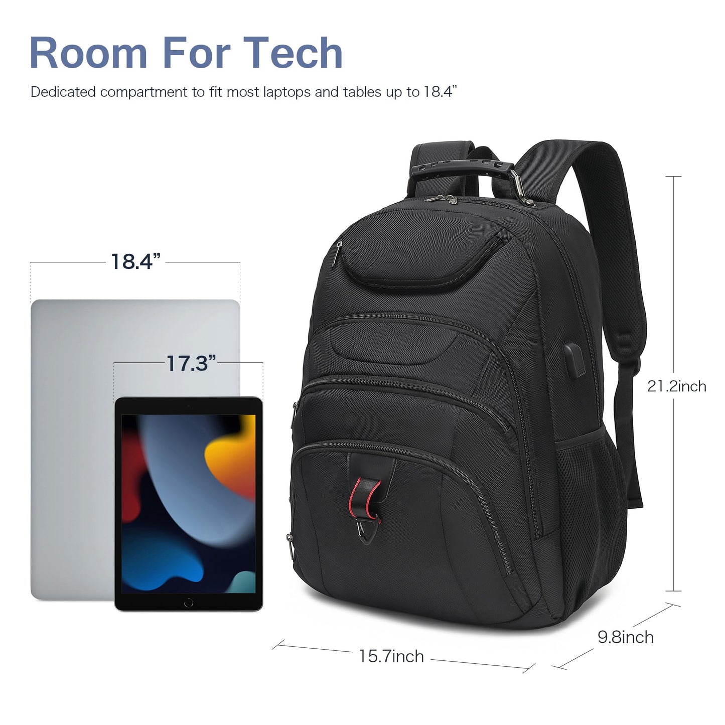 Extra Large Laptop Backpack for Men,37L Gaming Laptop Backpack,18.4Inch Travel Backpack with USB Charging Port, Business Flight Approved -Big Capacity Computer Bag College Bookbag, Black