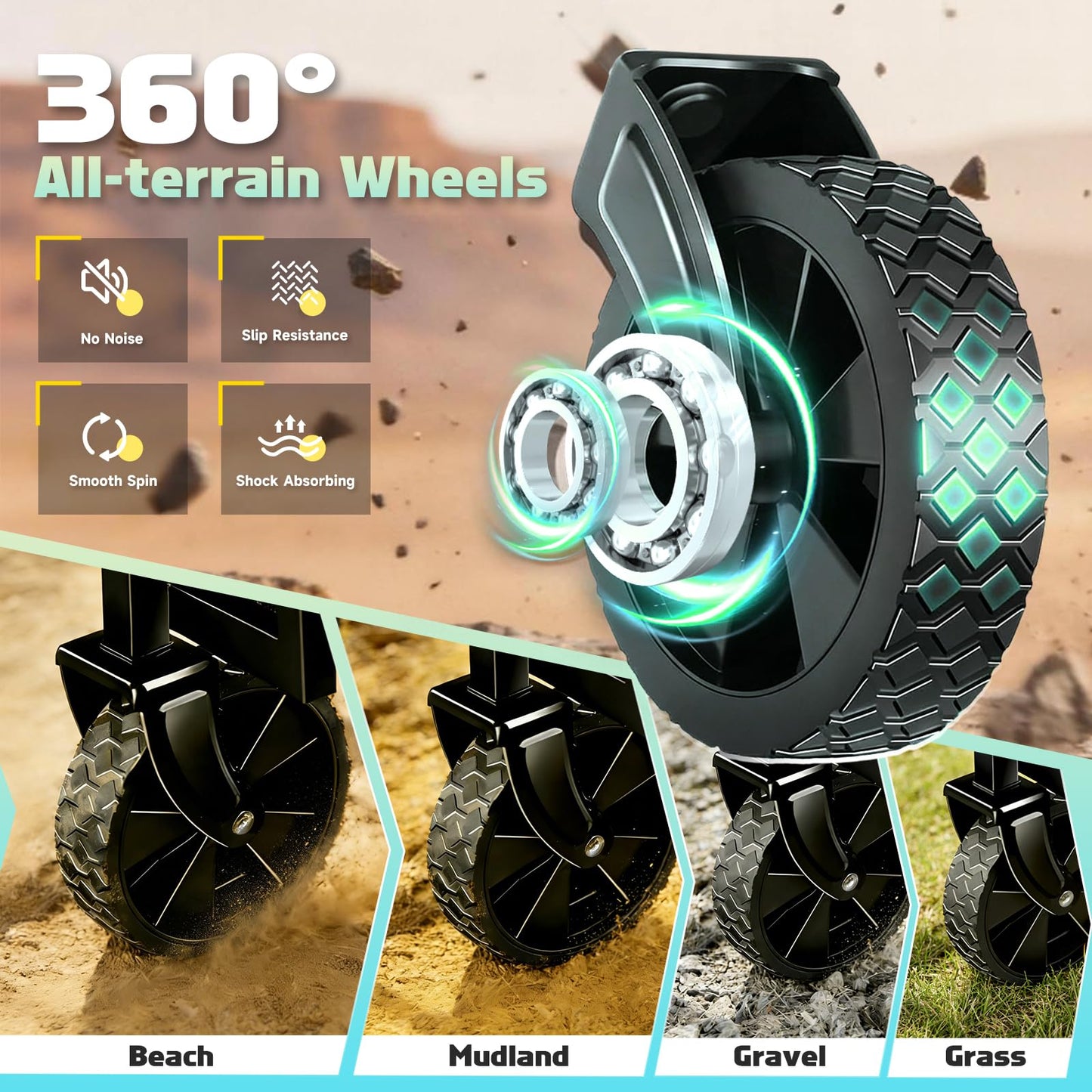 Collapsible Wagon Cart with Wheels Foldable - Lightweight 280LBS Heavy Duty Folding Utility Portable Beach Wagon with All-Terrain Wheels for Groceries Shopping Garden Sports Camping
