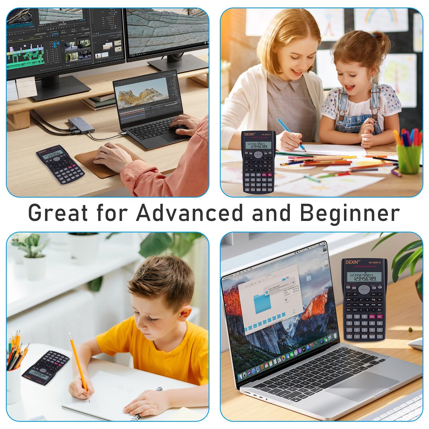 10 Pack Scientific Calculators, 2 Line Engineering Large Display Scientific Calculator Bulk Multi-Function Ideal for Student Teacher Algebra Chemistry Finance Construction Office School Business