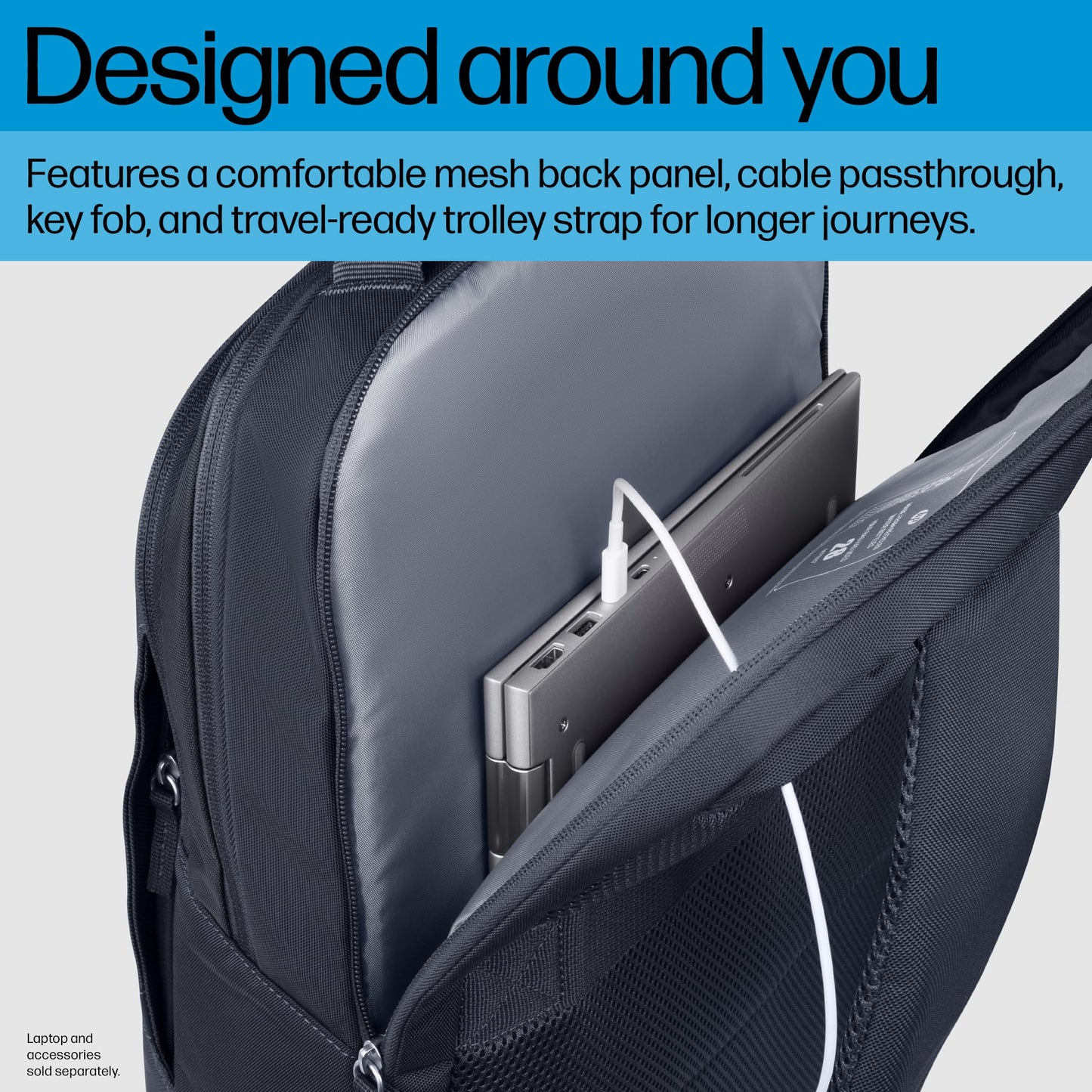 HP Everyday 16-inch Laptop Backpack, Water-Resistant 600D Recycled Plastic, Padded Laptop Compartment, Key Fob, Polyester, A08JXAA (2025)