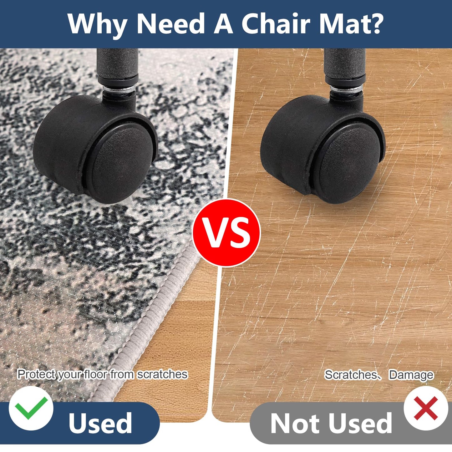 ZOKBOM Office Chair Mat, 36"x48" Printed Chair Mat for Hardwood Floor with Non-Slip Backing, Washable Home Office Floor Protector (C)