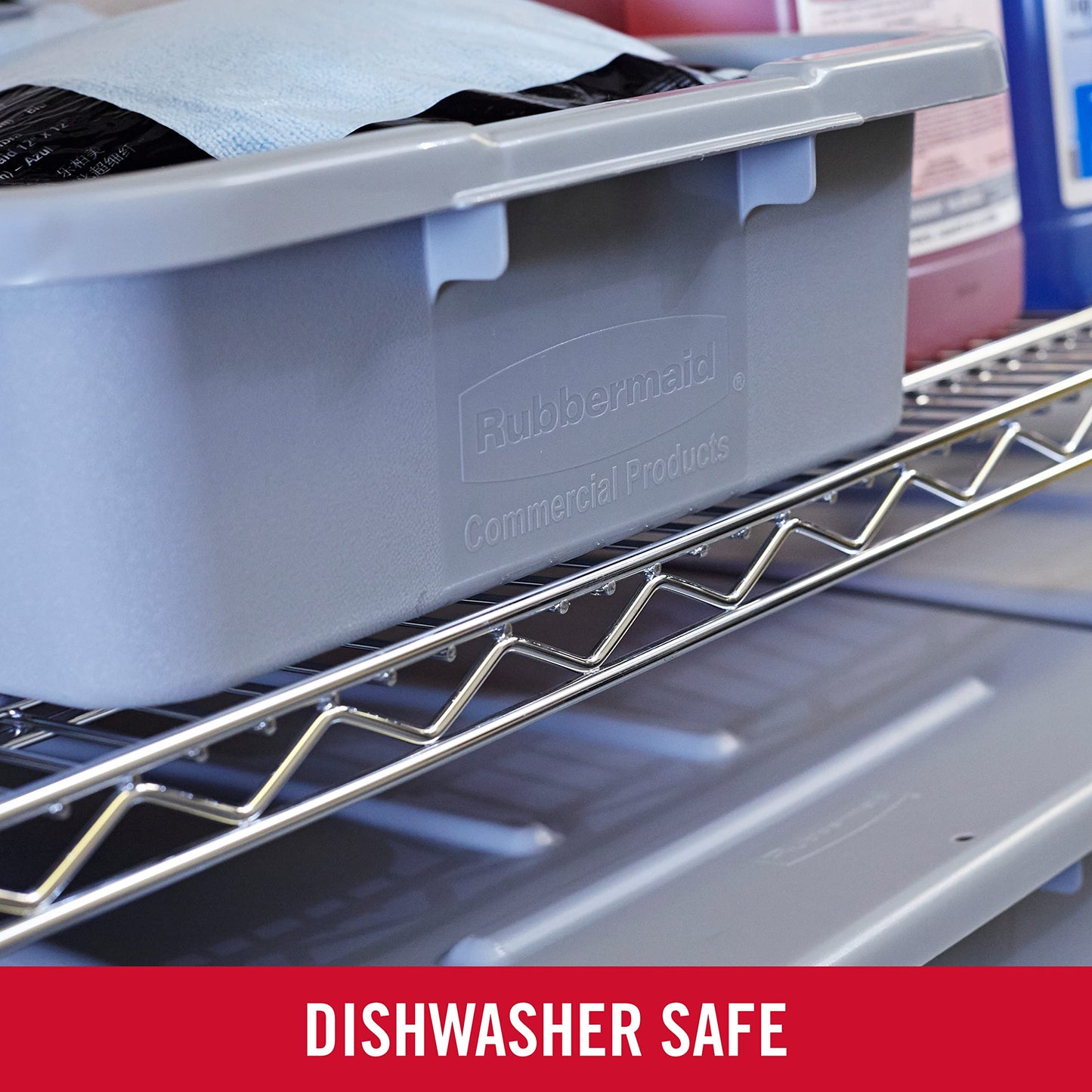 Rubbermaid Commercial Products Standard Bus/Utility Box 7-Gallon Gray Heavy Duty Plastic Restaurant Wash Basin/Dish Washing Tub for Kitchen Organization/Storage