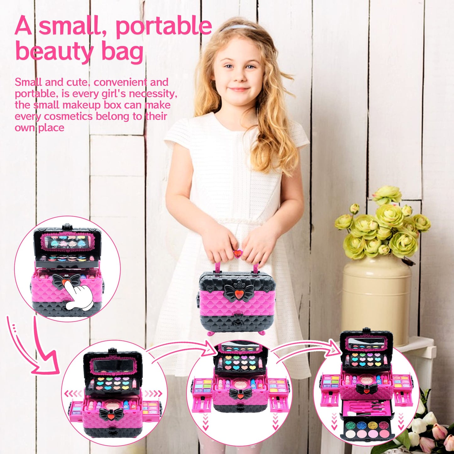 Kids Makeup Kit Girls Toys - Girls Makeup Kit for Kids, Little Kids Make up Set Safe & Non Toxic Makeup for Toddlers Children Princess, Christmas Birthday Gifts Toy for 4 5 6 7 8 Year Old Girl.