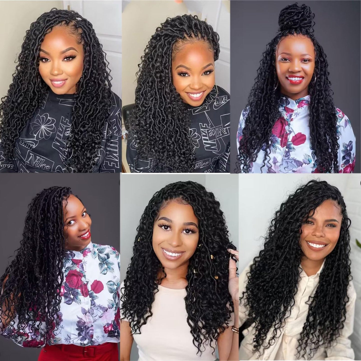 LMZIM 18 inch Goddess Locs Crochet Hair 8 Packs Boho Faux Locs Crochet Braids for Black Women Soft Locs Crochet Hair Pre Looped 1B