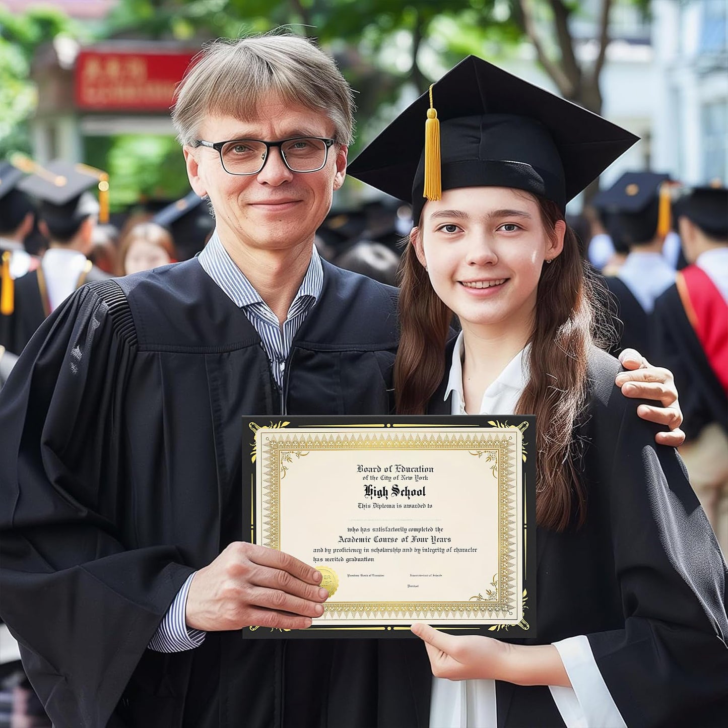 50 Sets Certificate Kit Includes 50 Pcs 9.5 x 12 Inch Certificate Holders 50 Pcs Letter Size Certificate Papers 50 Pcs Gold Foil Award Seals Diploma Covers for Appreciation