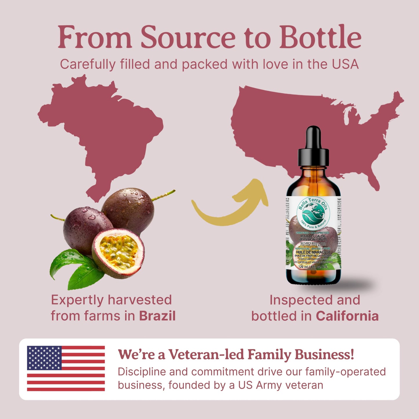 Bella Terra Oils Pure Cold‑Pressed Maracuja Oil, 473 mL (16 fl oz) – Lightweight & Non‑Greasy for Lustrous Hair & Radiant Skin