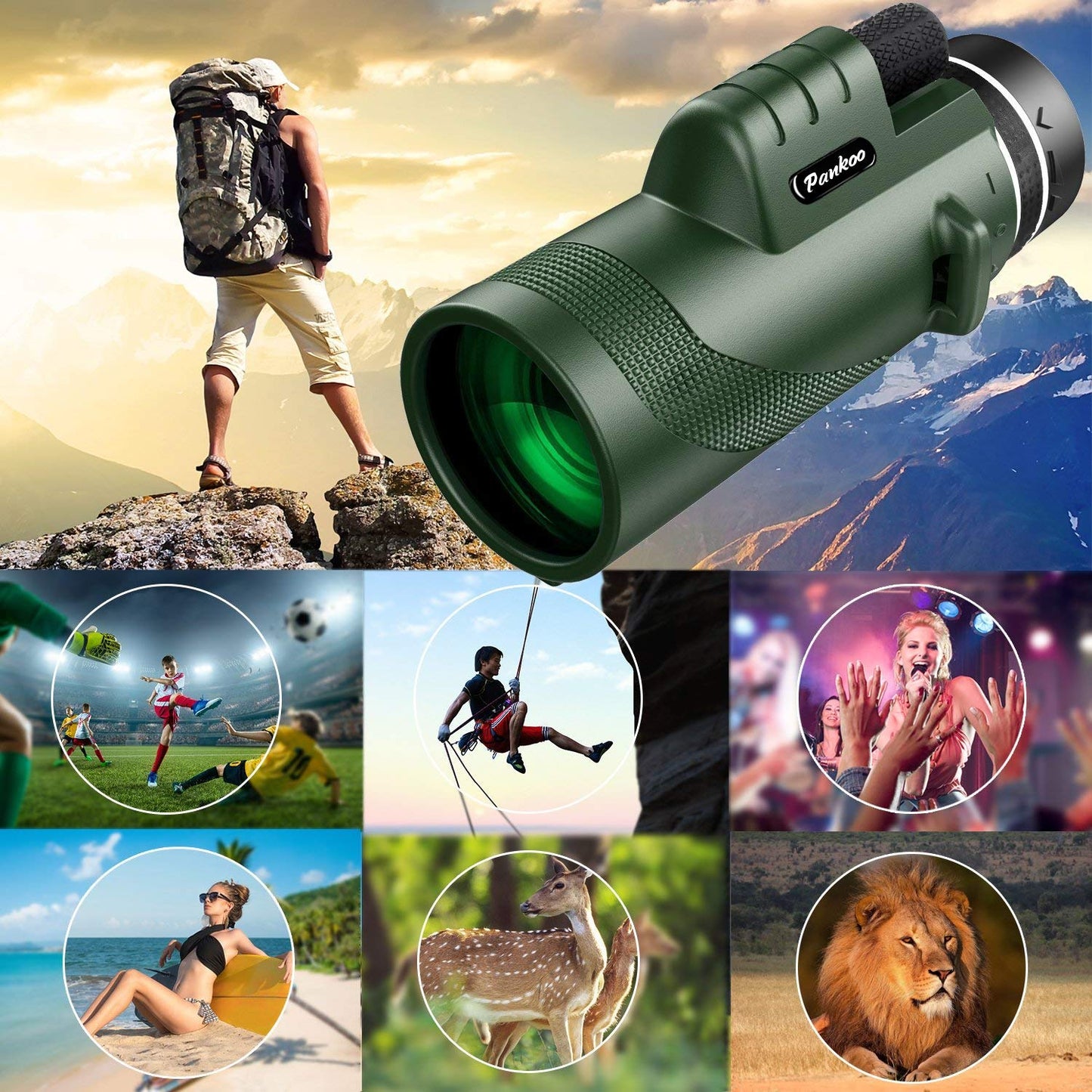 40X60 Monocular Telescope High Power Monocular for Adults with Phone Adapter & Tripod & Hand Strap Low Night Vision Monocular Equipped with BAK4 Prism for Bird Watching Camping Travelling Concert