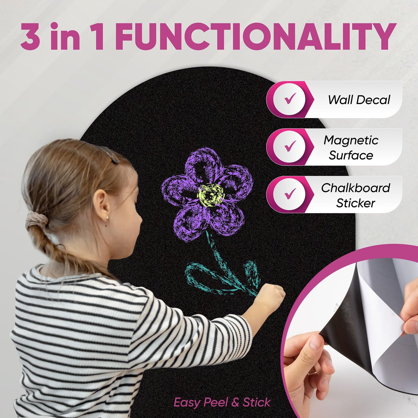 HeatPomelo Arch Magnetic Wall Decal - 48" x 24"(122x60cm) Matte Finish Chalkboard Sticker for Wall - Magnetic Board for Playroom, Home Classroom(Black)