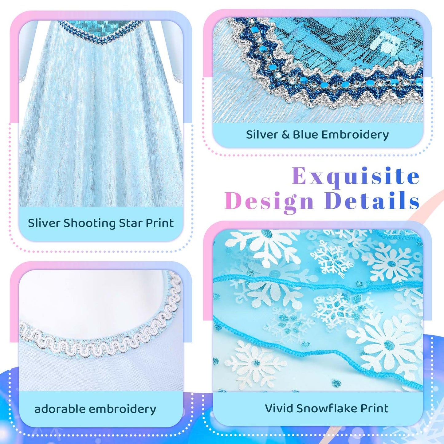 Meland Princess Dress Up Clothes for Girls, Light Up Princess Costume for Kids, Gift for 5-6 Years Old Toddler Girls
