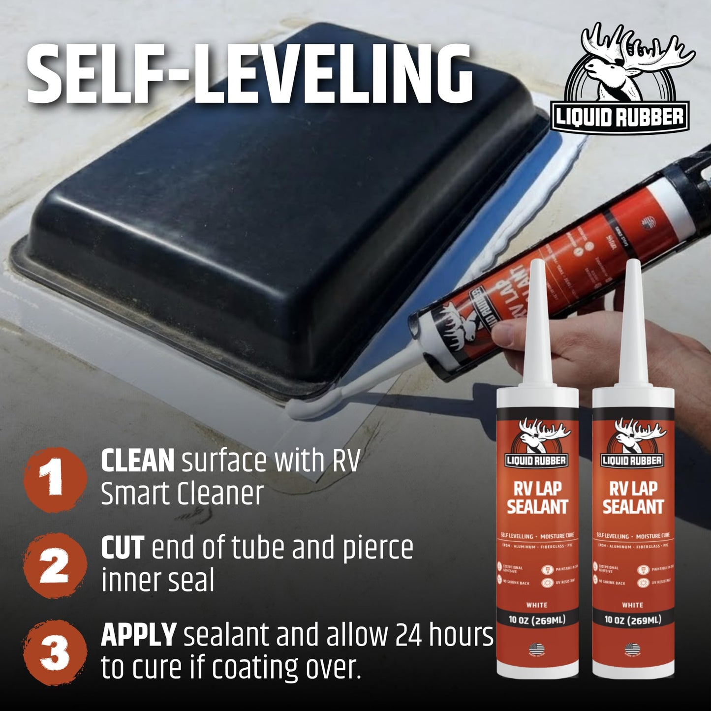 Liquid Rubber RV Lap Sealant, White, 2 Pack