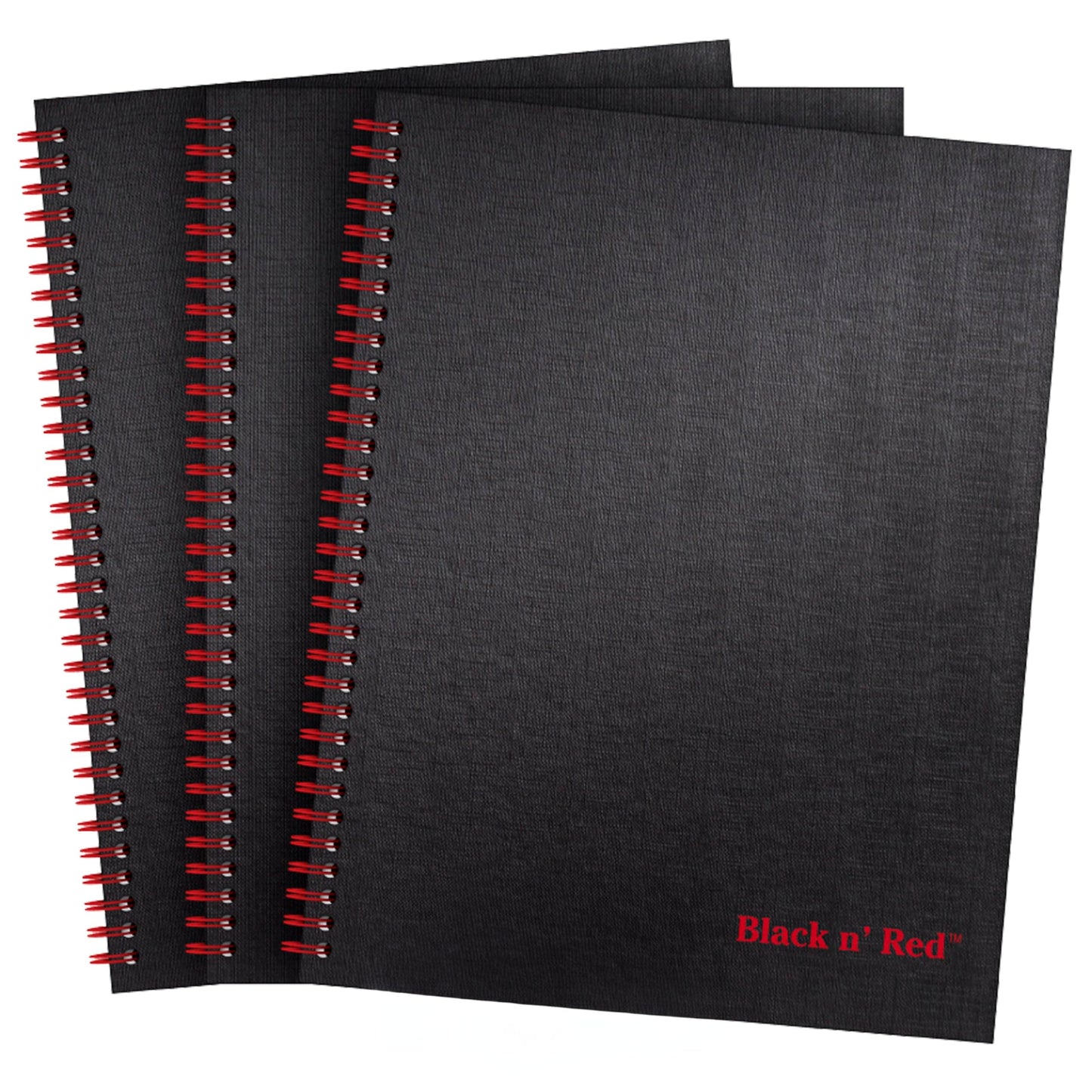 Black n' Red Notebooks, Business Journals, 3 Pack, 11" x 8-1/2", 70 Sheets, Ruled, Optik Paper, Scribzee App, Hardcover, Wirebound, Black (400123488)
