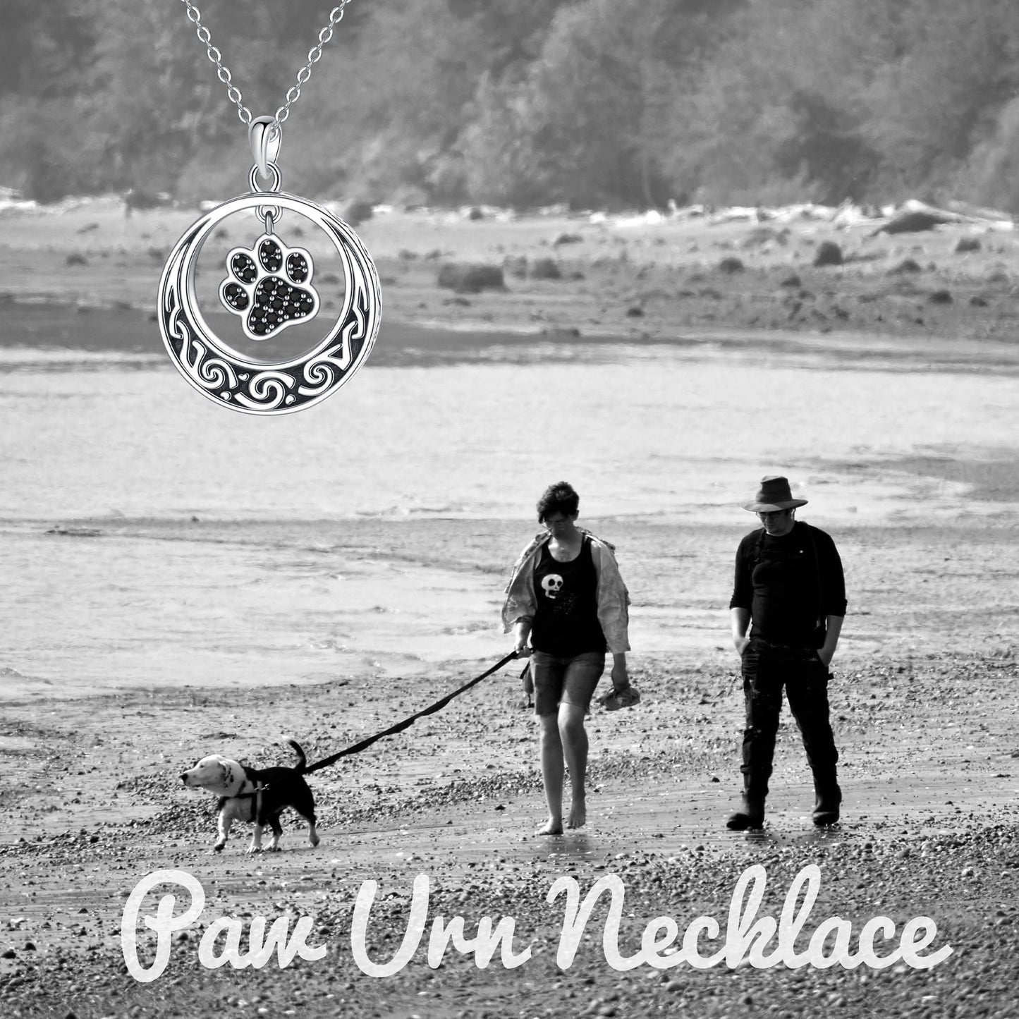 Paw Circle of Life Urn Necklace for Ashes Eternity 925 Sterling Silver Dog Cat Pet Ashes Necklace Keepsake for Ashes Memory Keepsake Jewelry for Women
