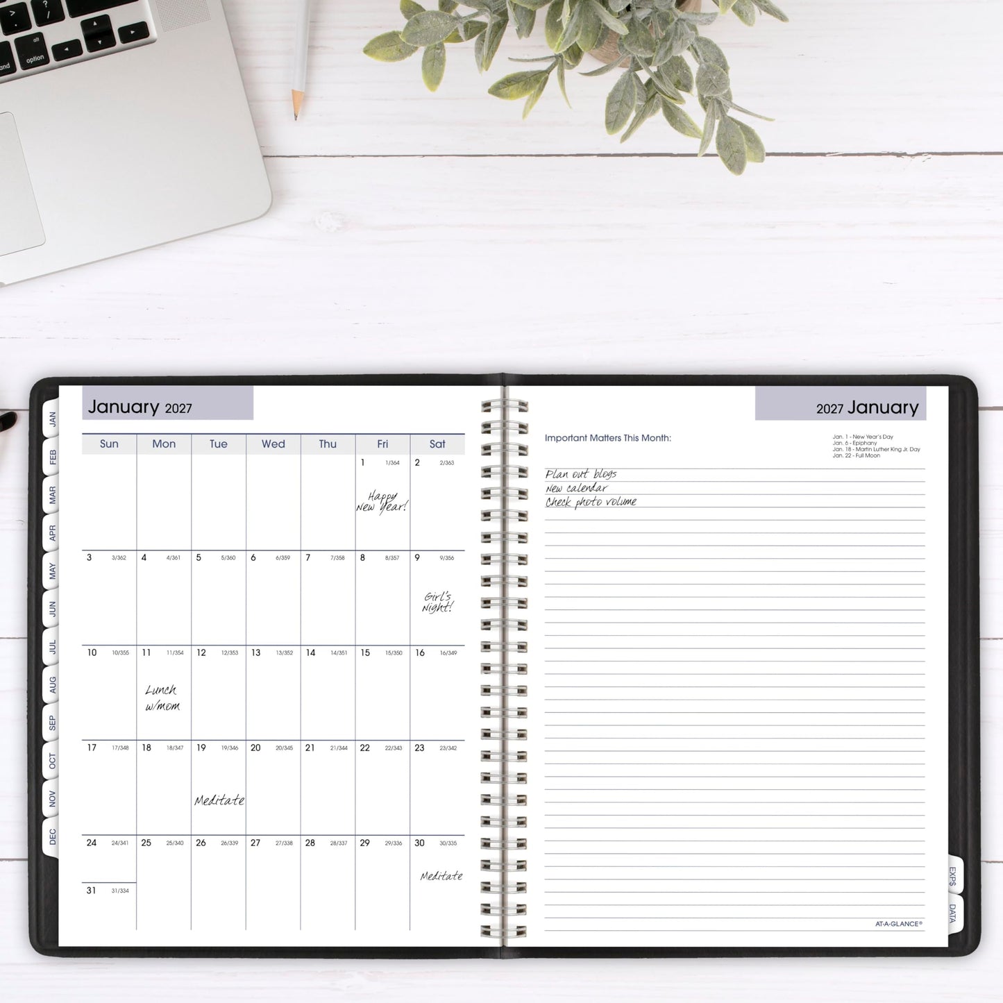 AT-A-GLANCE 2026 Planner, Weekly & Monthly, 7" x 8.75", Medium, Refillable, Executive, DayMinder, Black (G5450026)