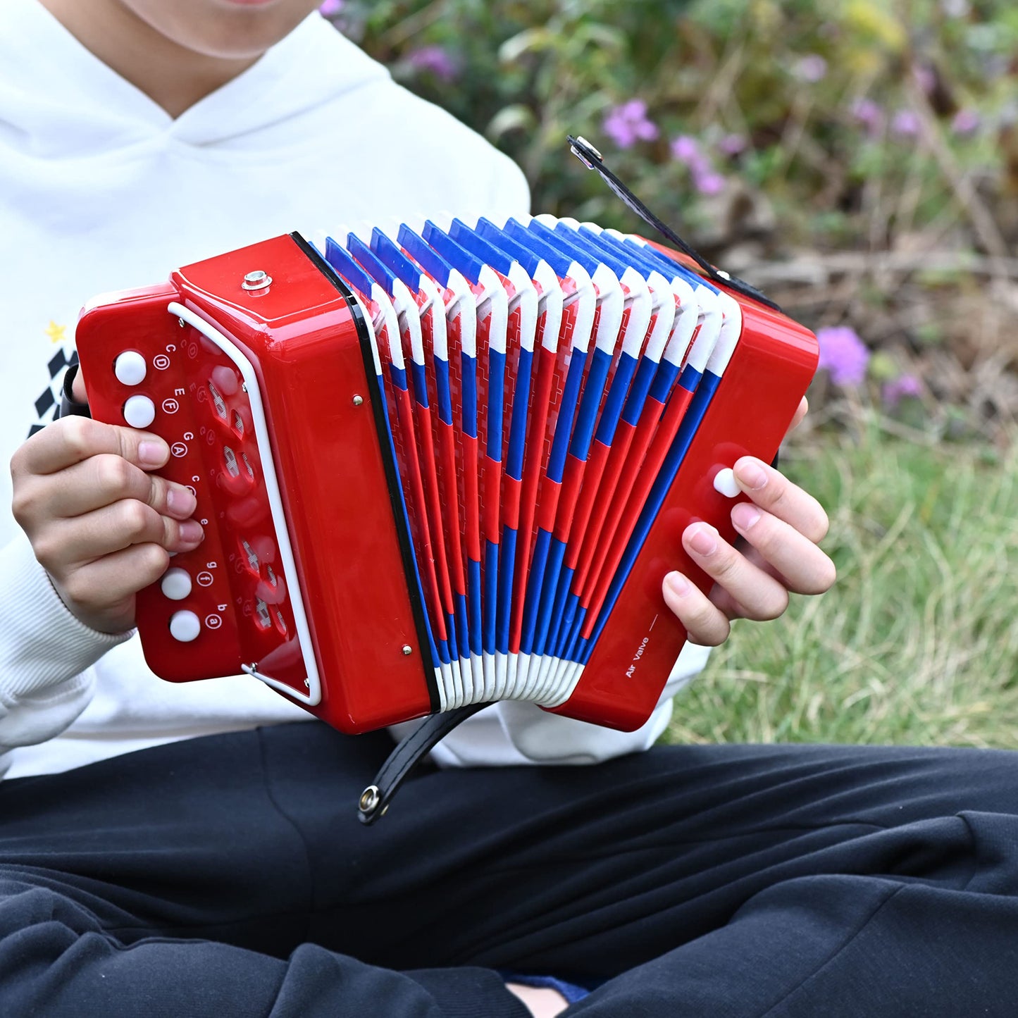 LIEKE Kids Accordion 10 keys Button,Musical Instrument,Accordions Gift for Beginners (Red)