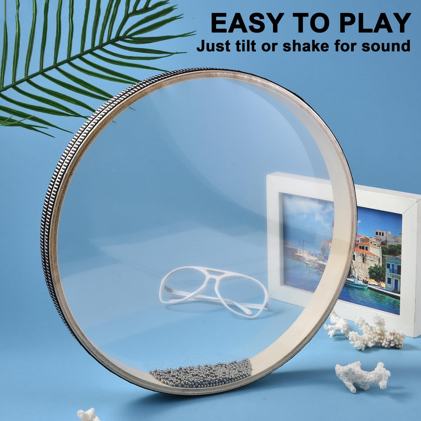 MIHEY 12 Inch Wave Bead Ocean Drum, Sea Sound Drum Percussion Instruments for Sound Healing, Sound Therapy and Sound Bath